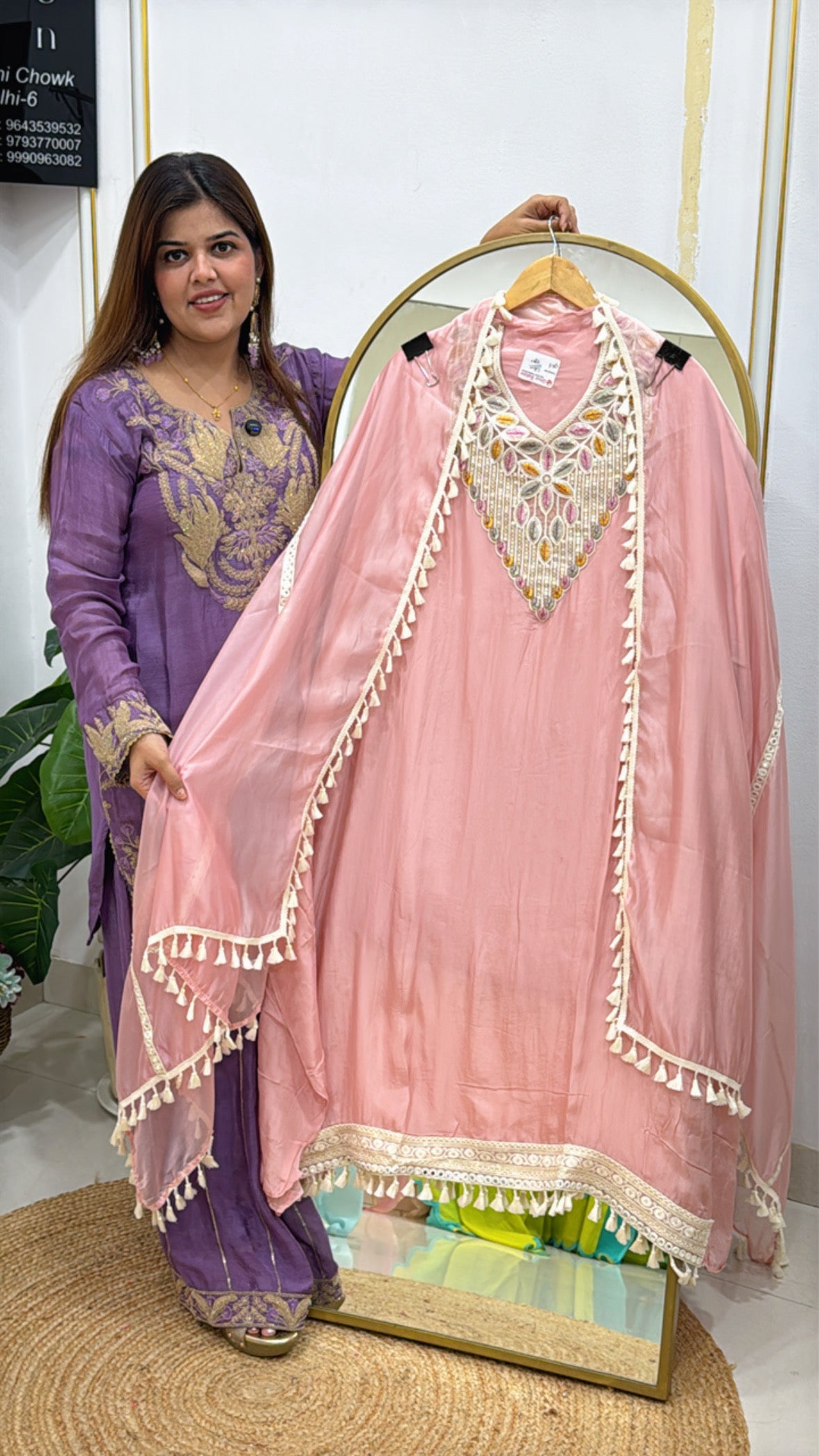 Designer semi partywear super soft organza dress material with designer boho neck detailing along with designer laces organza dupatta GF553