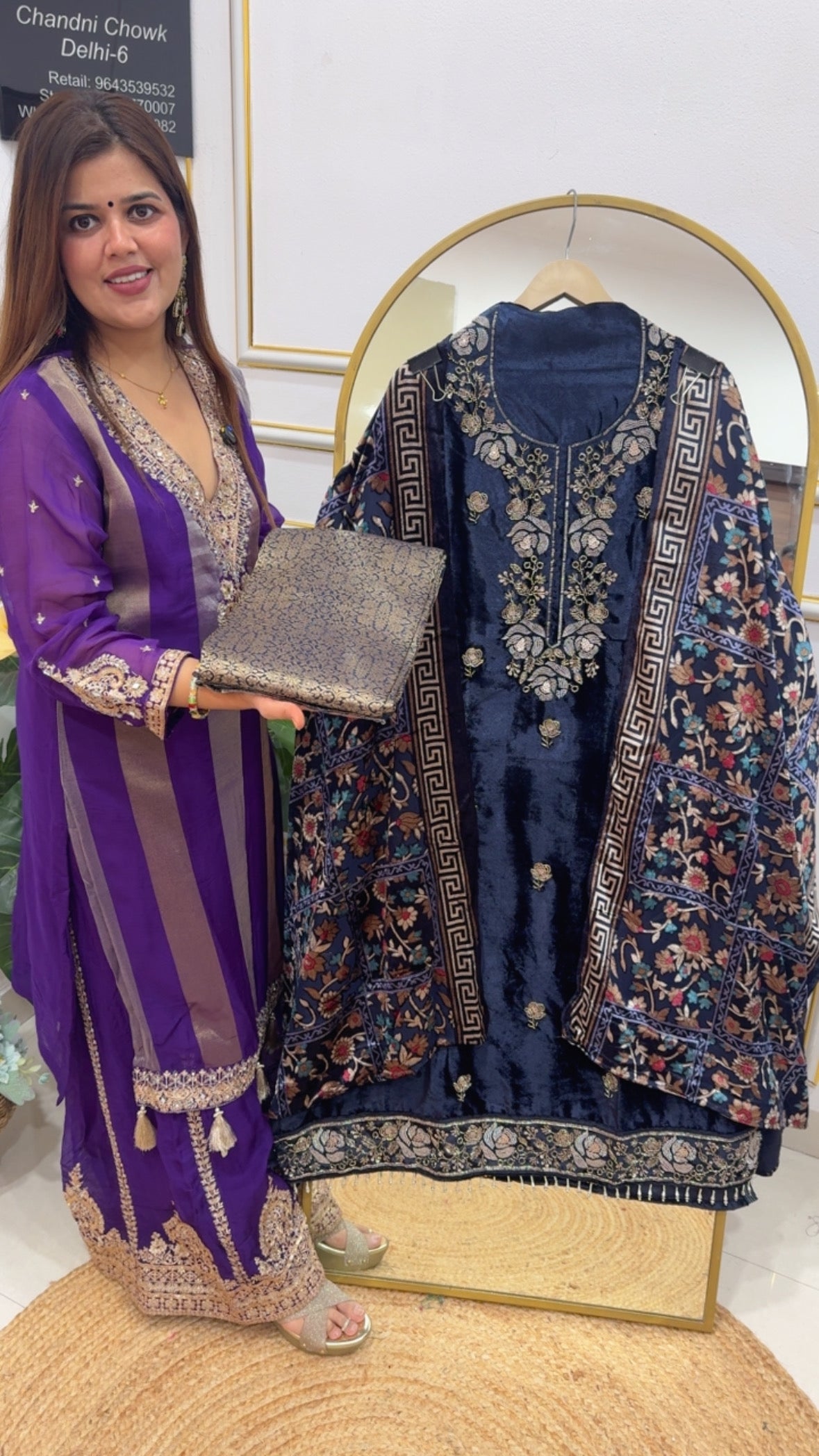 premium winter velvet with brasso dupatta brocade bottom along with handwork neck detailing pure velvet suit material GF 757