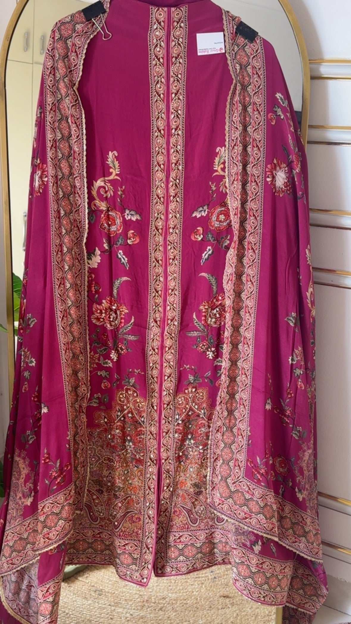 Royal and premium pure Karachi printed crape series with premium handwork detailing all over material along with digital crape silk dupatta and crape bottom  GF871