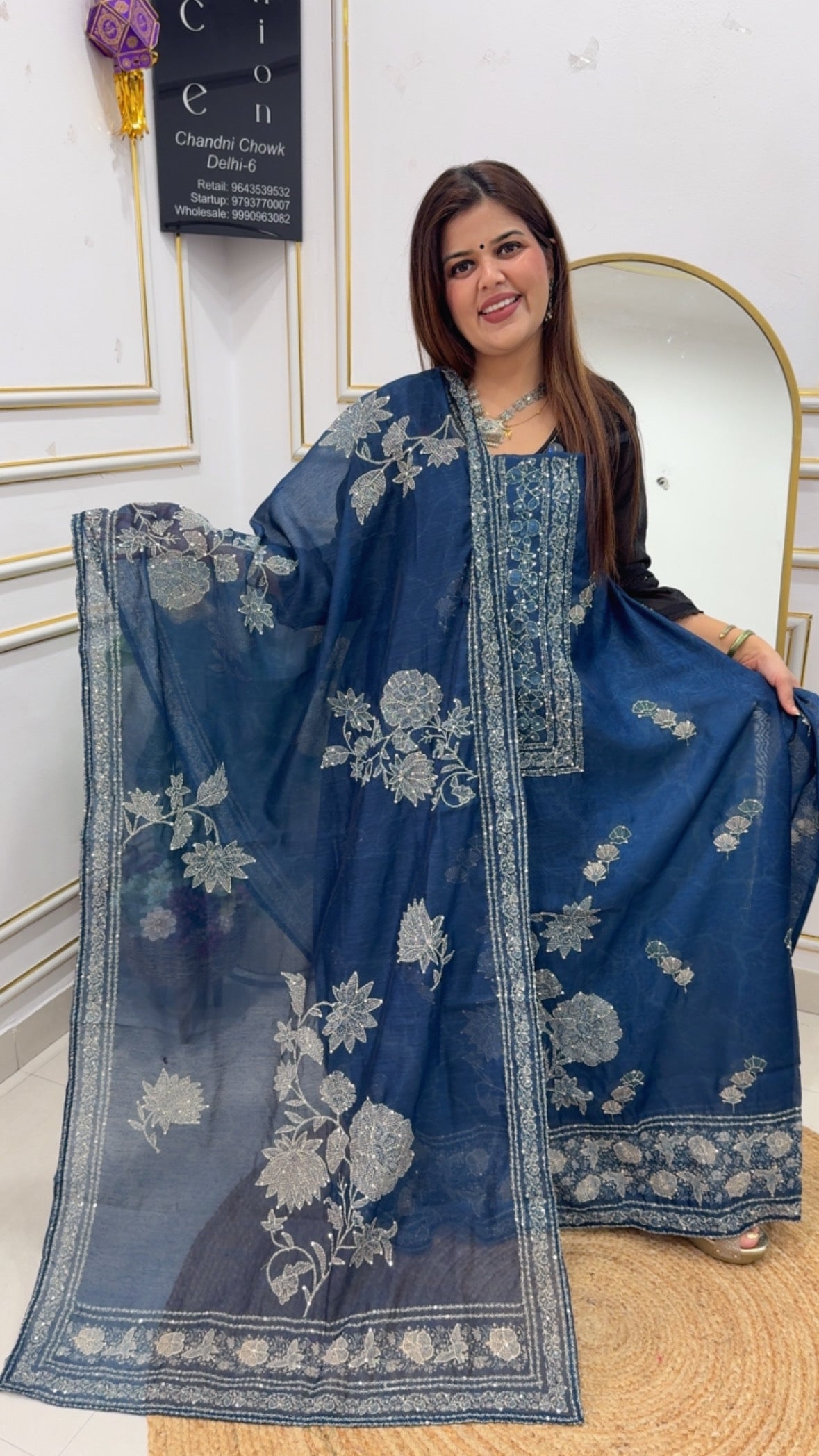 Everyone favourite  katha work pure super soft Chanderi silk fully printed and katha embroidered suit material with Chanderi silk embroidered dupatta GF776