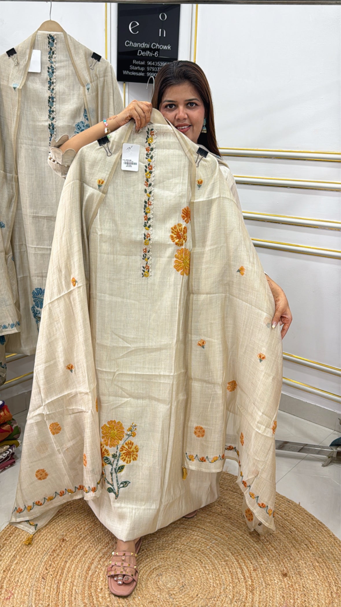 Best Seller Pure Raw Linen Silk Weaved Suit Material with Matching Weaved Raw Silk Dupatta GF 440