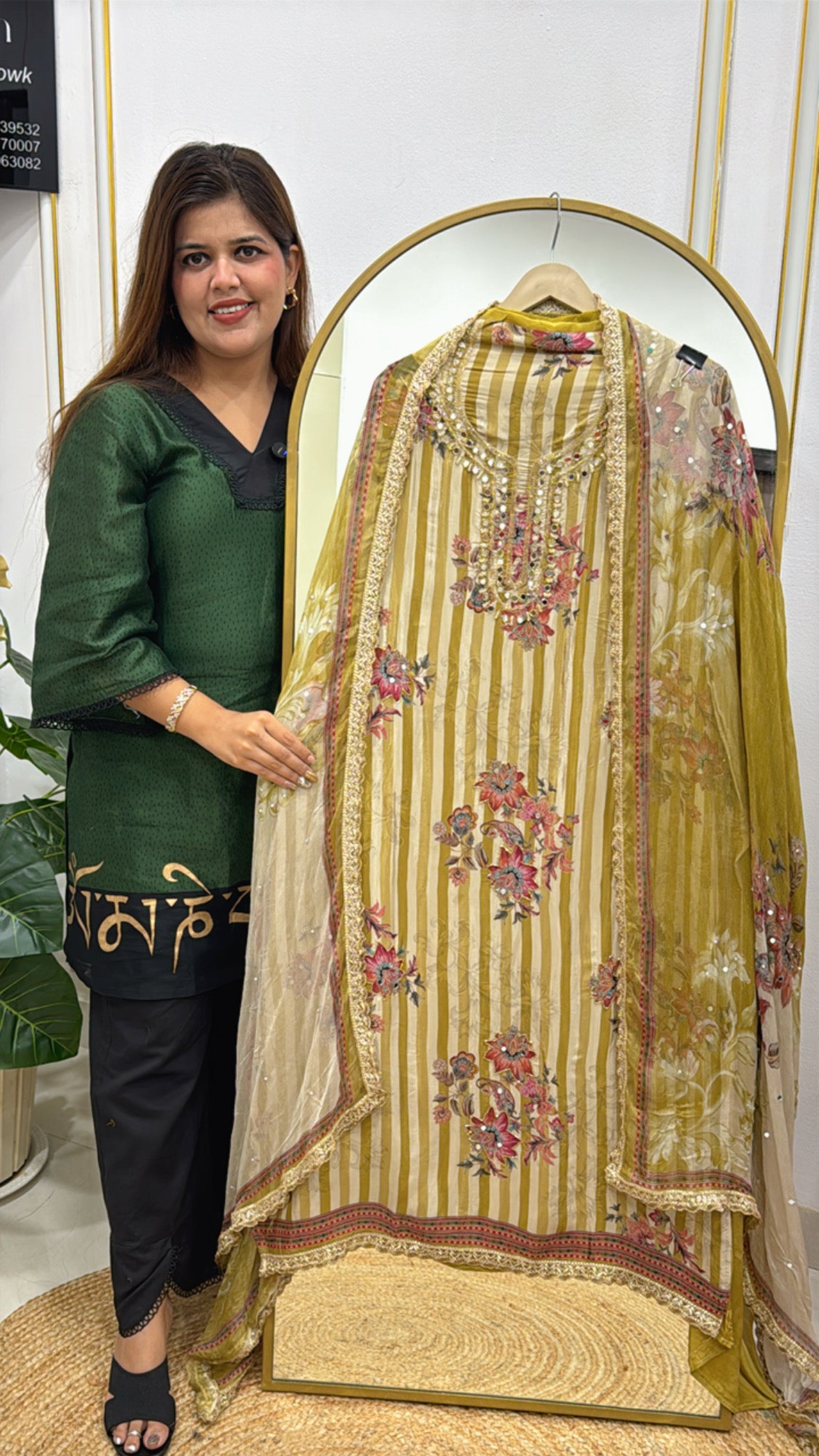 Beautiful Digital Crepe Suit with Handwork Detailing &amp; Printed Dupatta GF 313