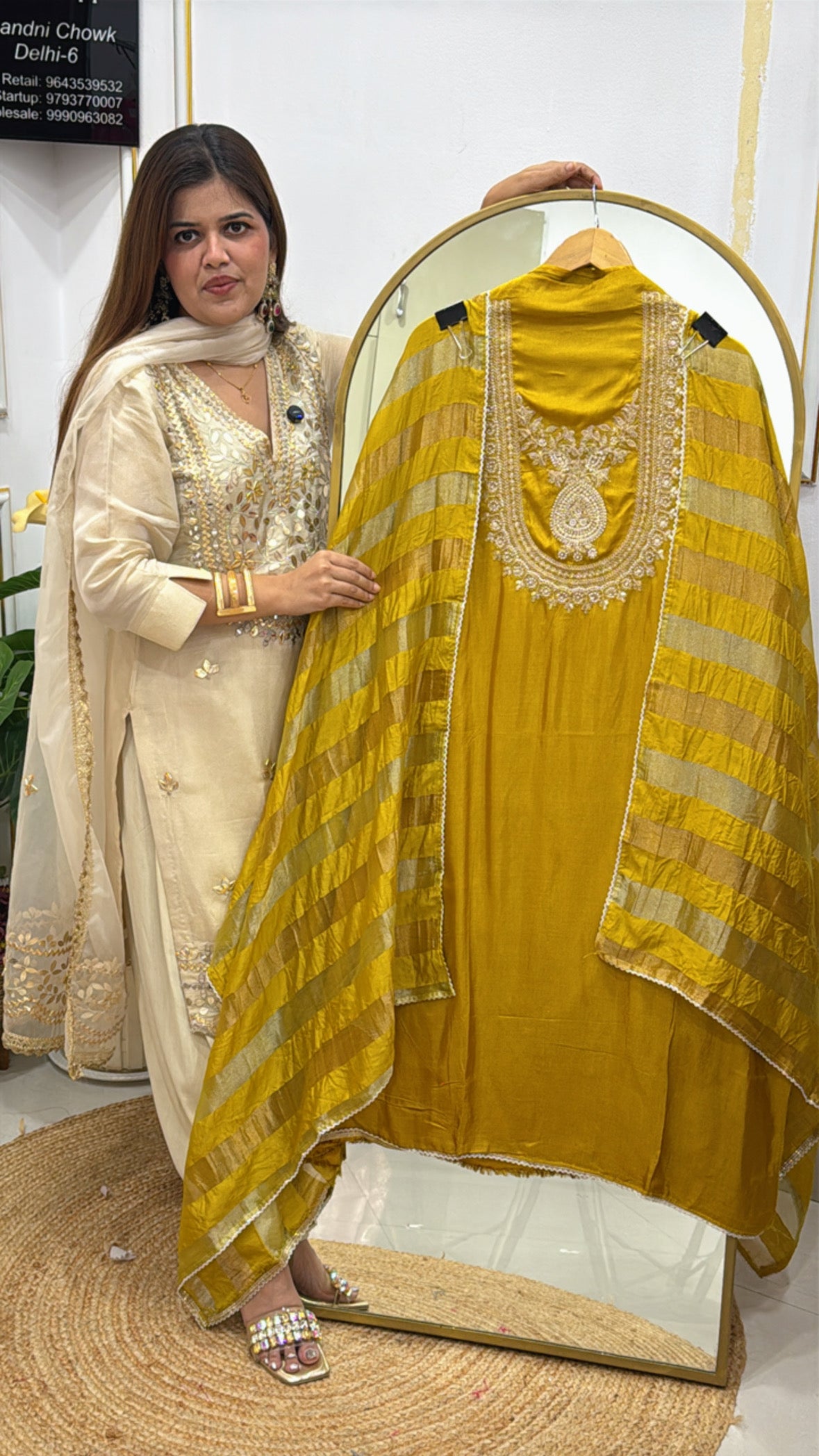 Pure Modal Silk Suit with Designer Dupatta &amp; Classy Handwork Neck Detailing GF 539