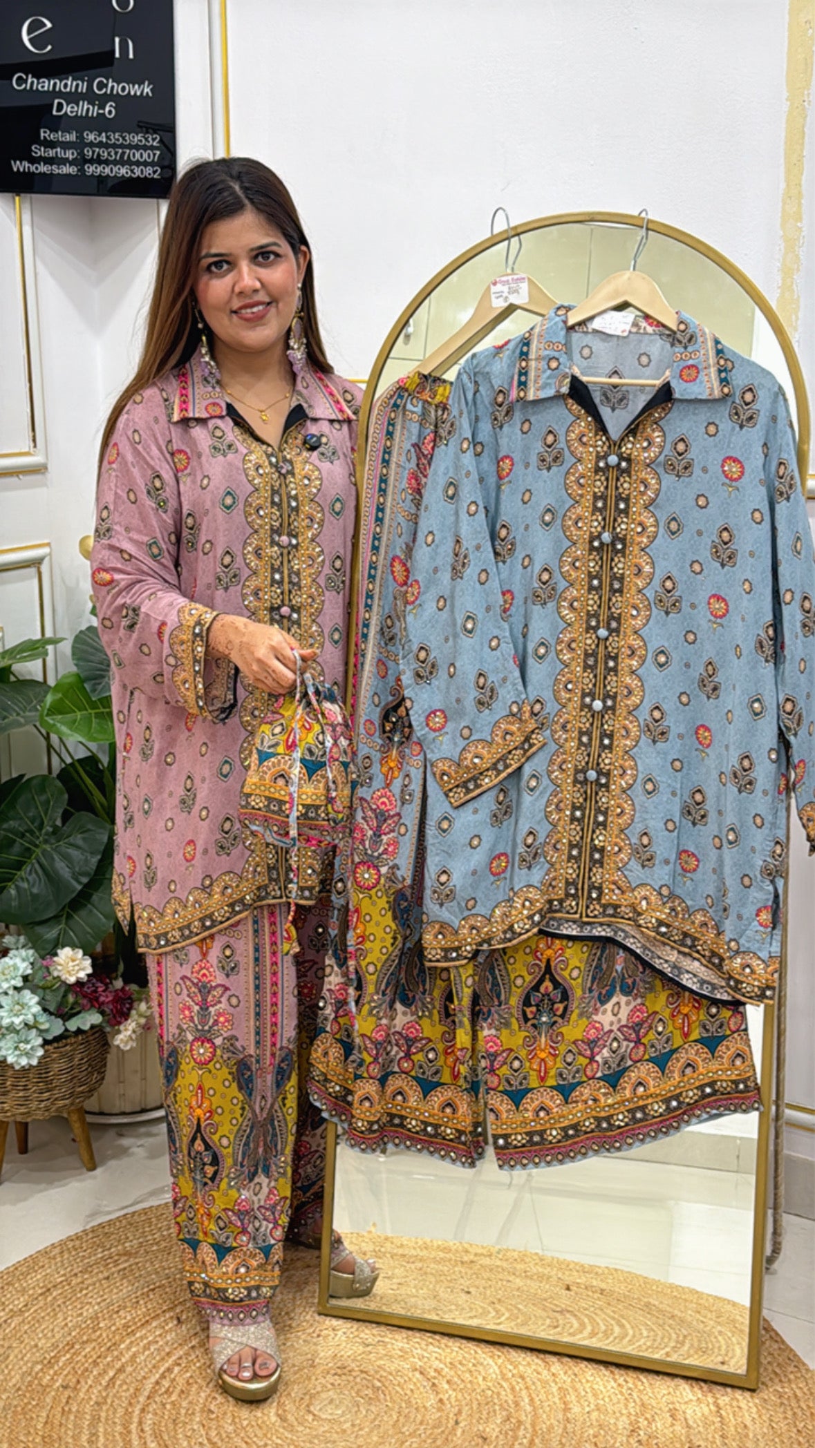 Designer Unique Printed Pure Crepe Ready-to-Wear Dress with Full Handwork Embellishment  GF 435