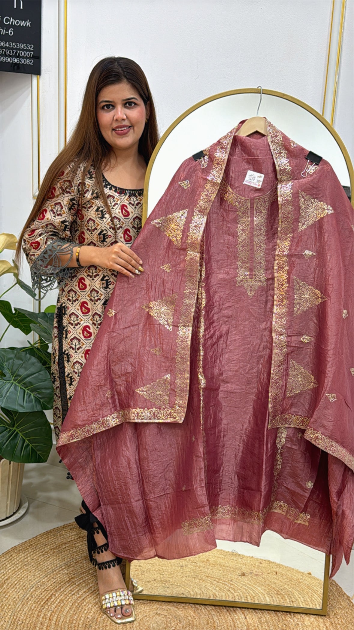 pure crushed silk unstitched suit, adorned with premium Peeta work detailing GF 287