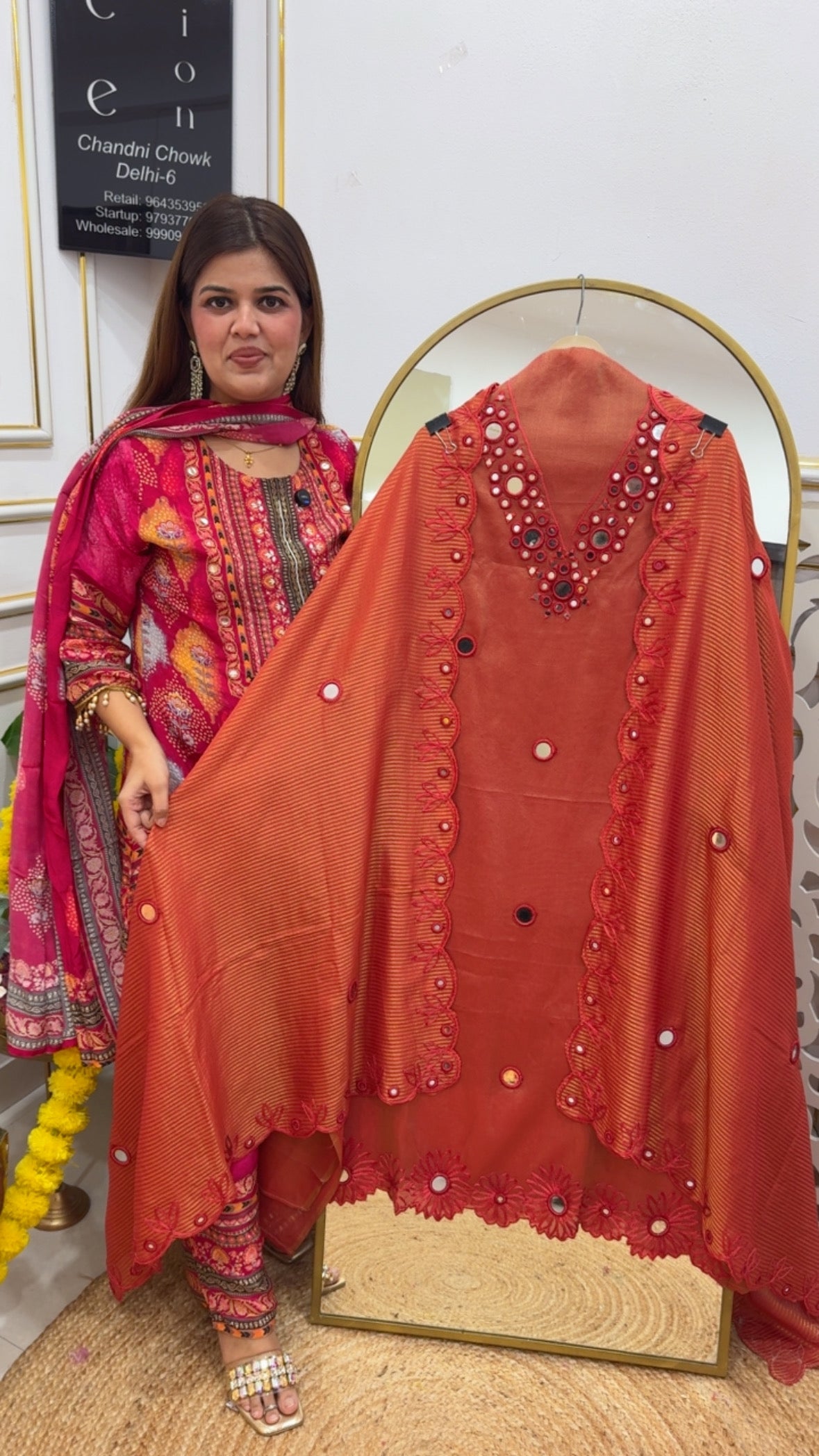 Mirror glam royal and elegant premium pure shimmer silk designer suit material with royal and elegant pure premium silk dupatta GF726