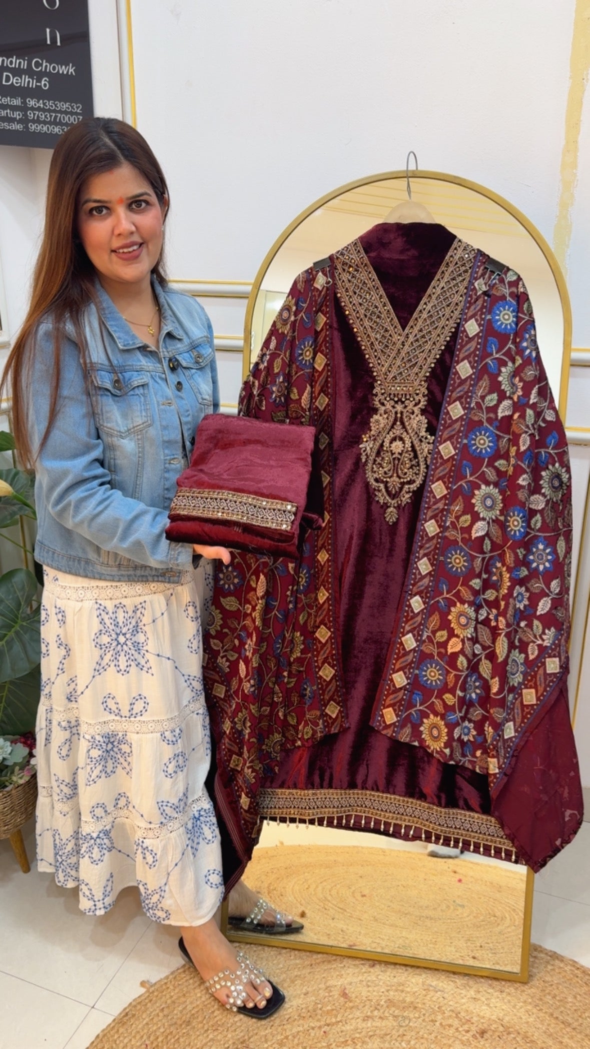 Partywear Special winter wear pure handwork velvet suit with premium Brasso velvet dupatta and velvet bottom with work GF796