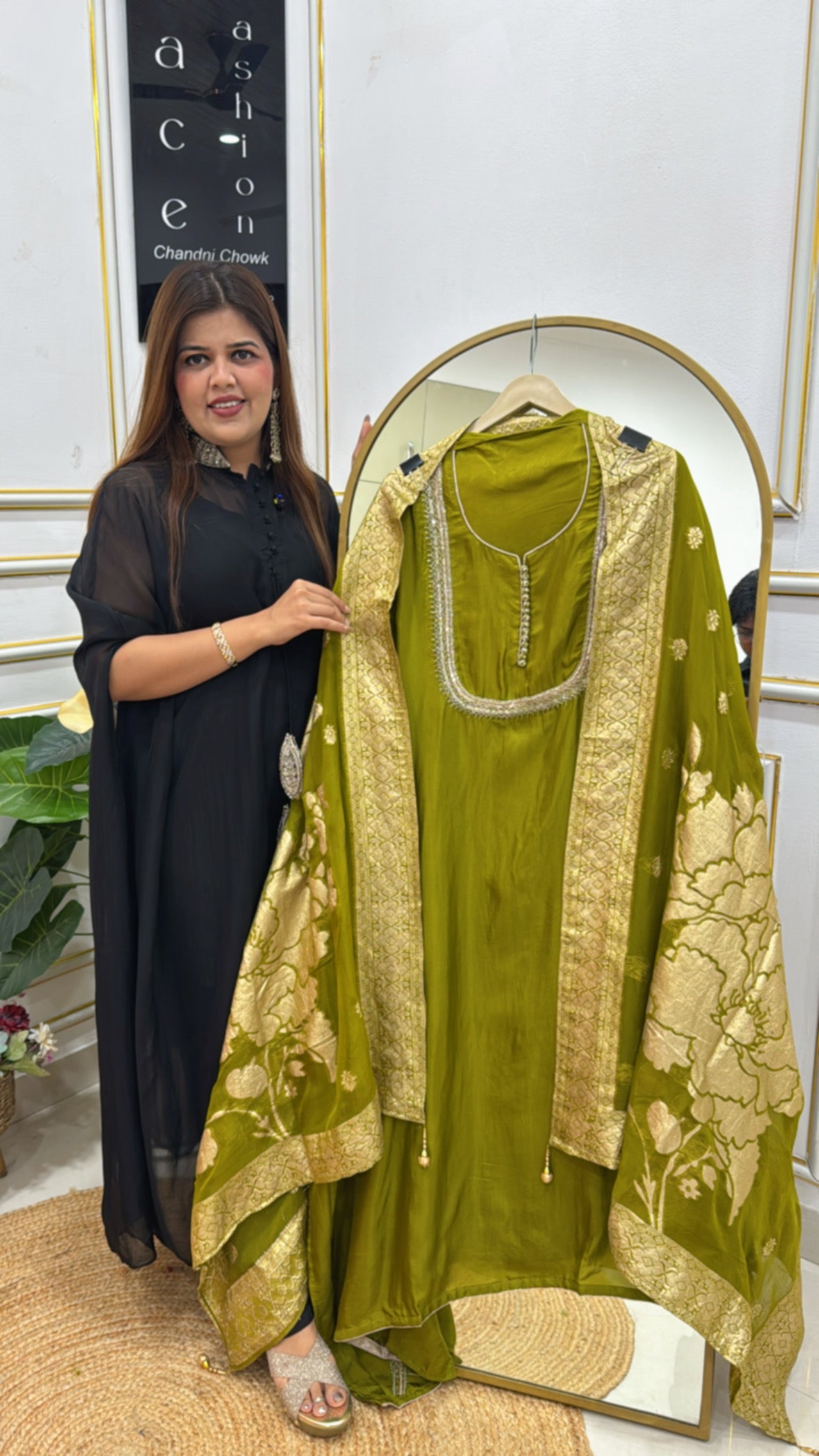 Rakhi Special Pure Silk Suit Material with Handwork &amp; Weaved Dupatta GF 358