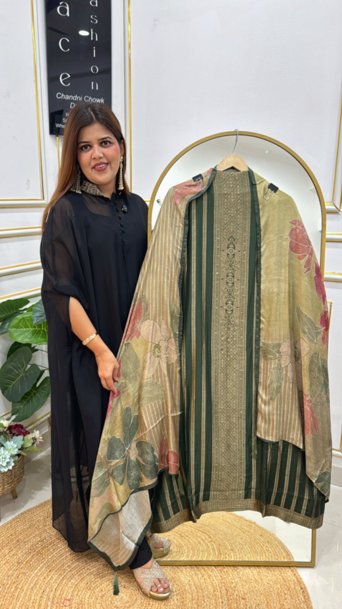 Pure Bemberg Soft Silk Suit with Antique Zari &amp; Digital Print Dupatta GF 254