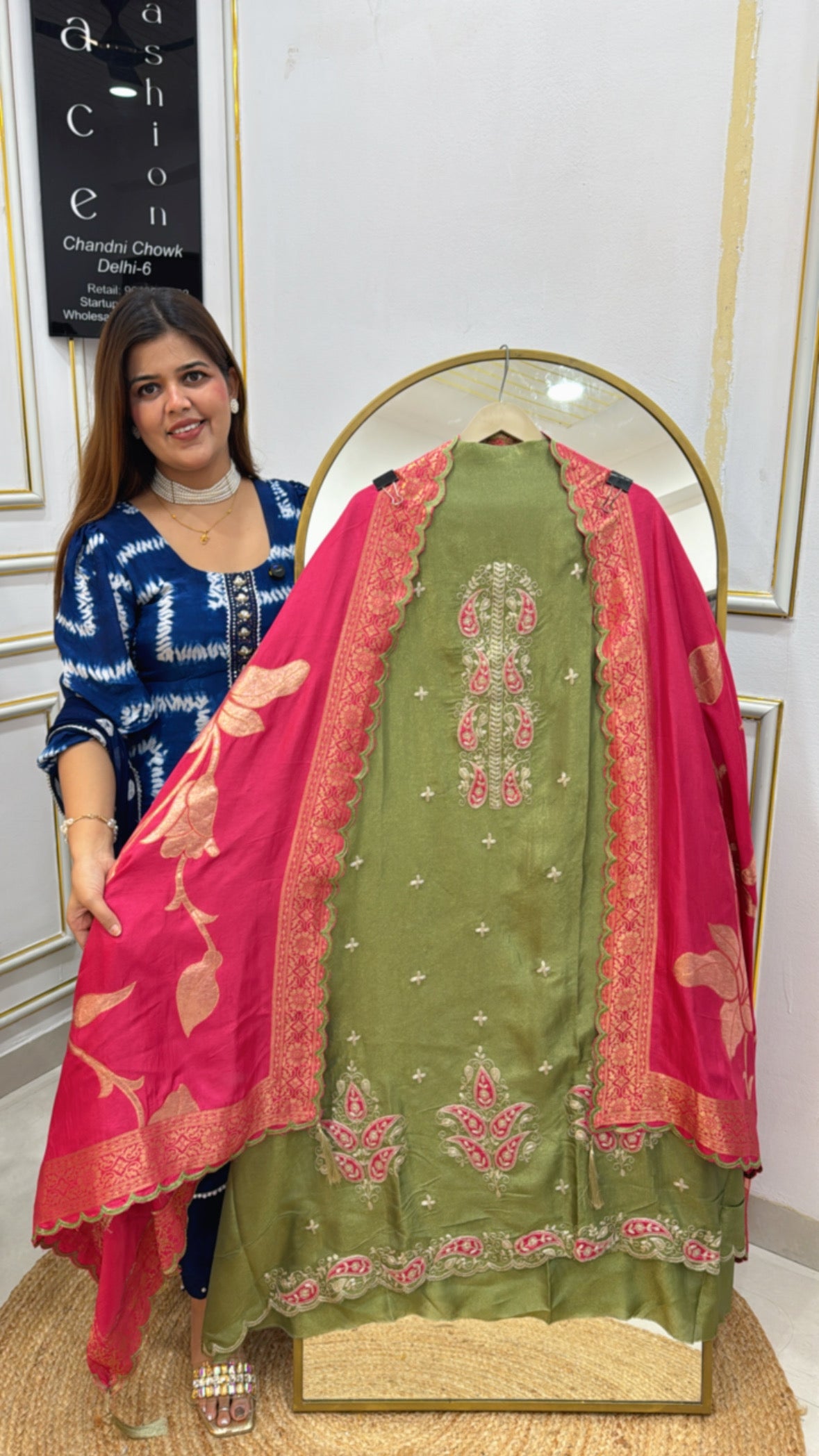 Wedding Trousseau Special Pure Kanjivaram Silk Suit with Full Weaven Dupatta GF 569