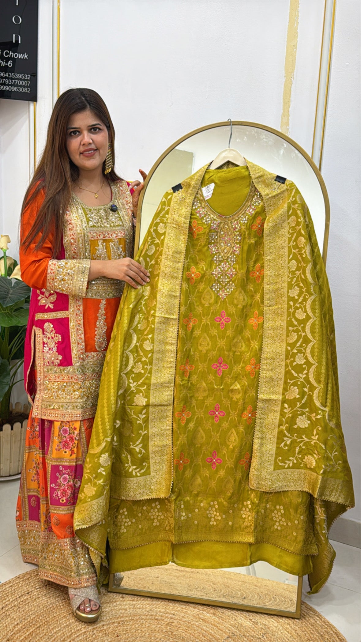 Partywear Pure Silk Suit Material with Handwork &amp; Weaved Banarasi Dupatta GF 449