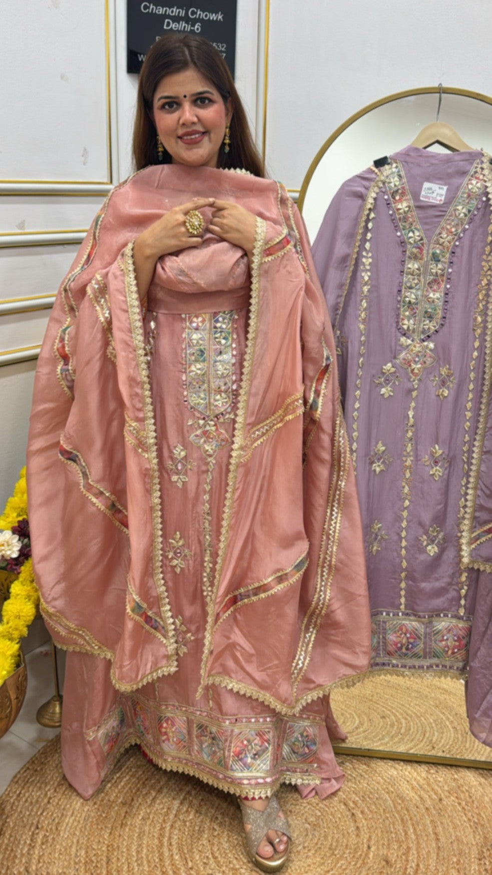 Festival special gota work organza silk suit material with designer organza dupatta GF 651