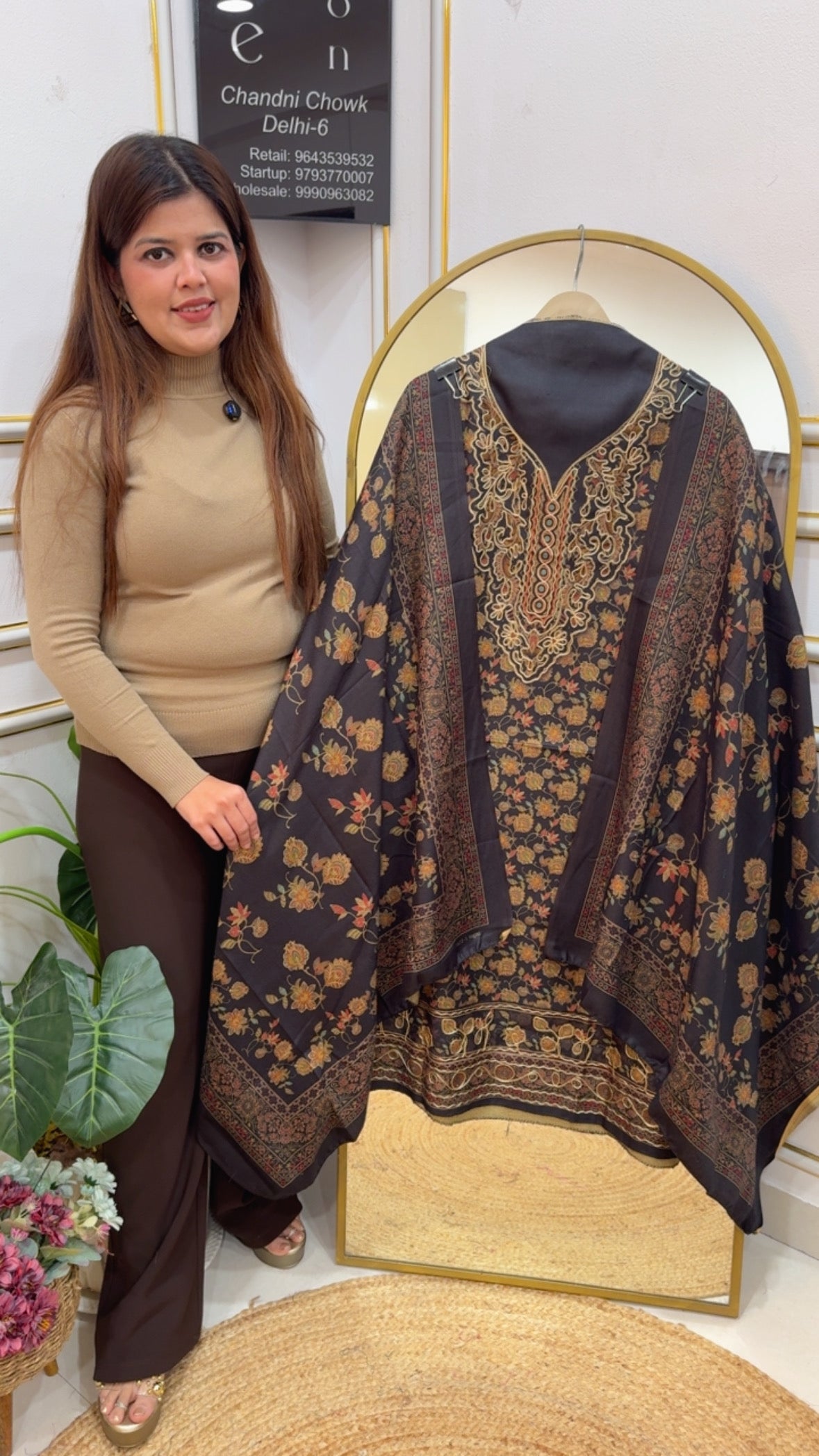 Huge demanded Kashmiri pashmina suit material with pashmina shawls and bottom GF874