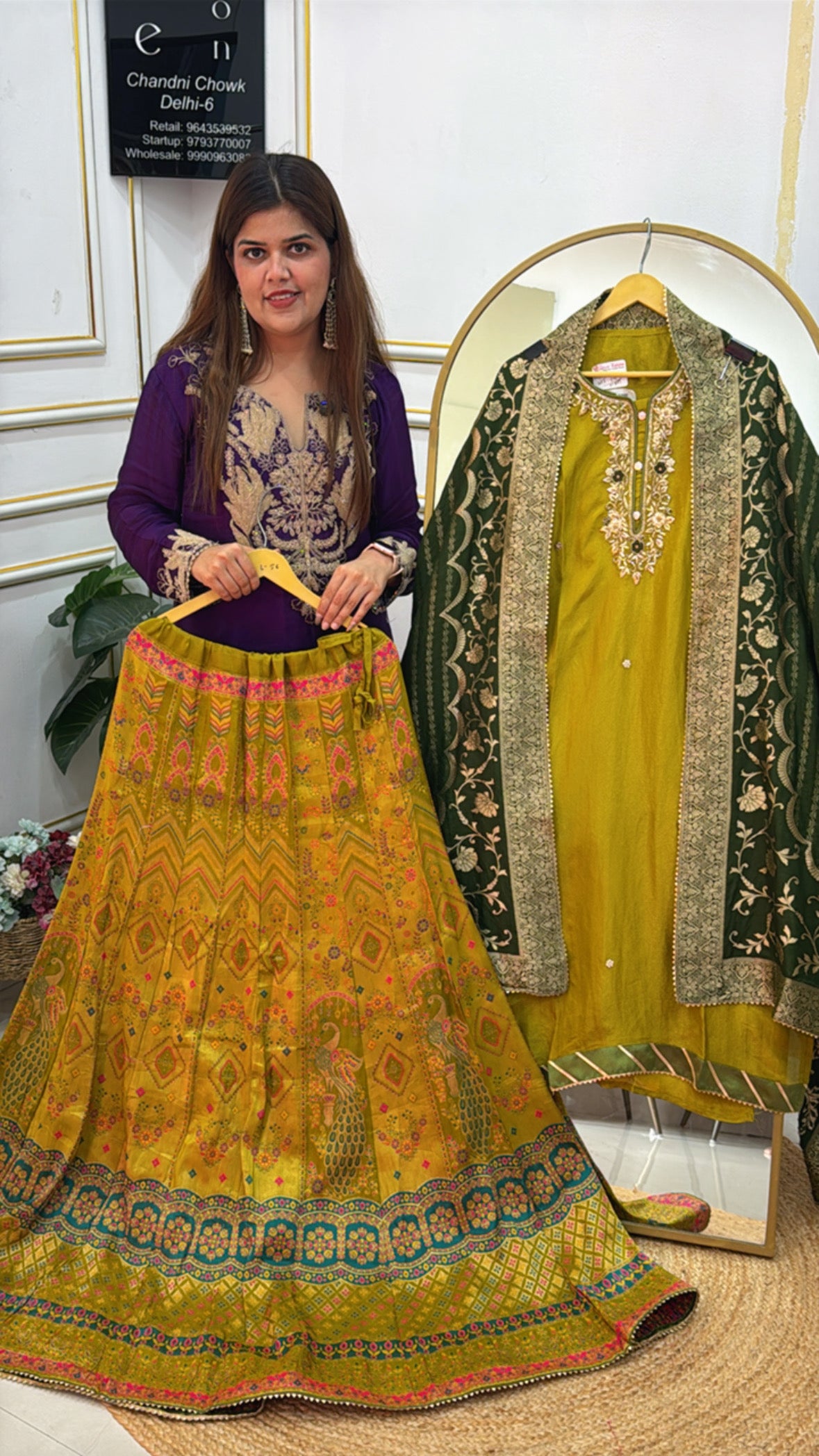 Designer Pure Meenakari Skirt Dress Concept with Pure Silk Shirt Material &amp; Heavy Banarasi Dupatta GF 457