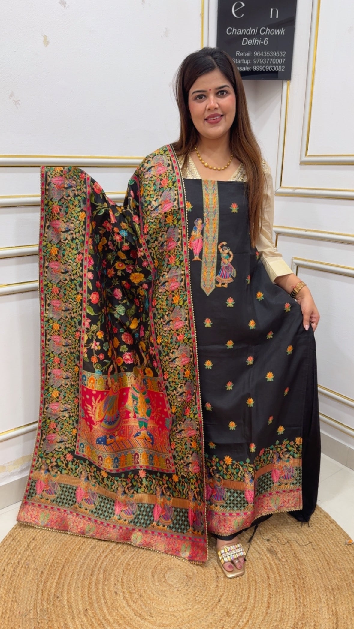Partywear Special Bestseller kajivaram gold weaved suit material along with kajivaram full gold weaved dupatta GF1151 BLACK