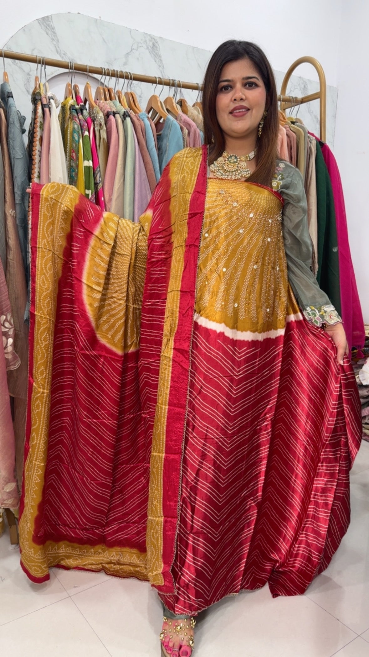 Premium pure gazzi silk super luxury gazzi printed suit material along with premium gazzi silk dupatta  gf1207