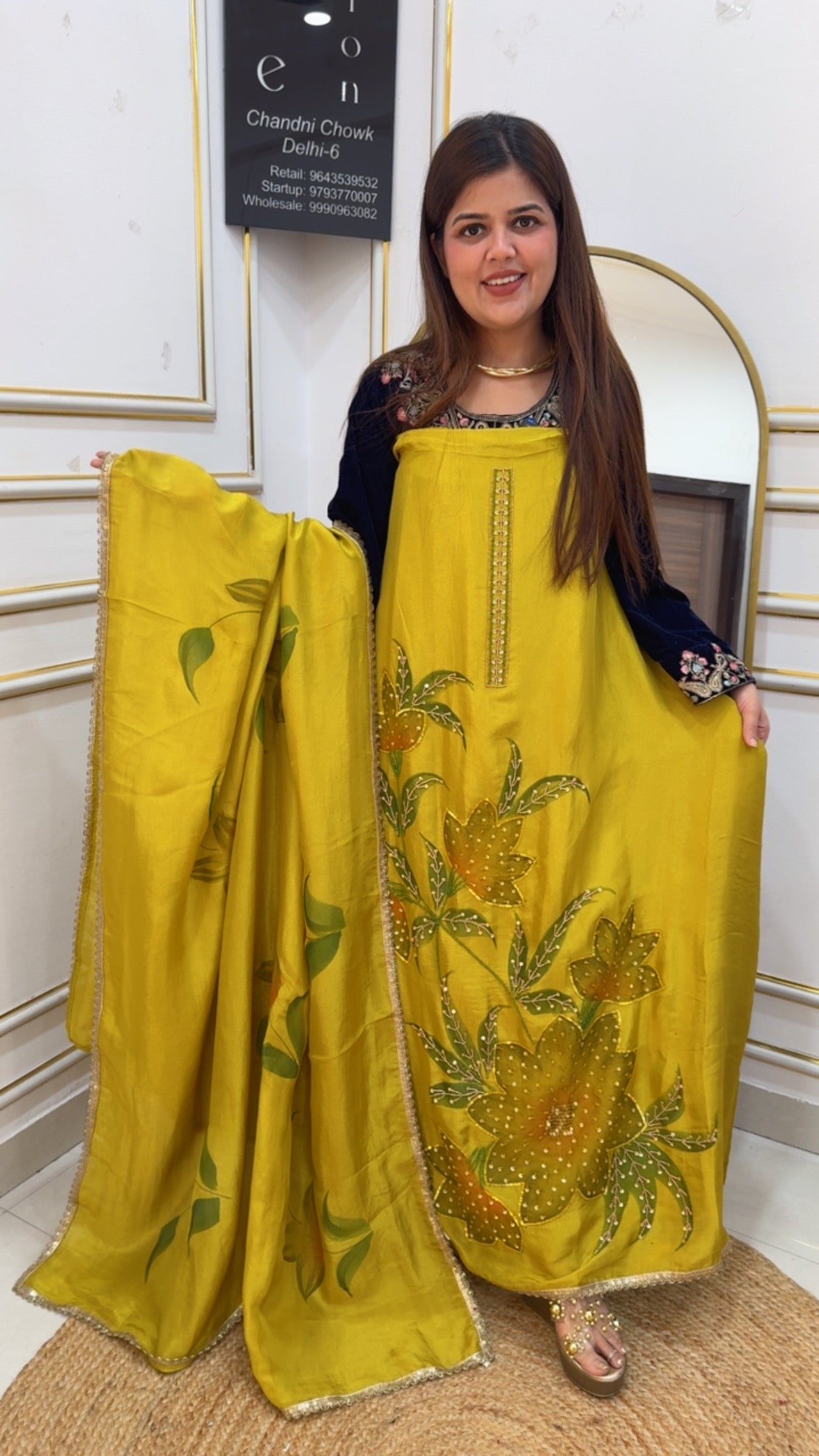 Brush paint magic pure shimmer silk material with unique brush paint and handwork highlight all over suit material with shimmer silk handbrush painted dupatta GF877