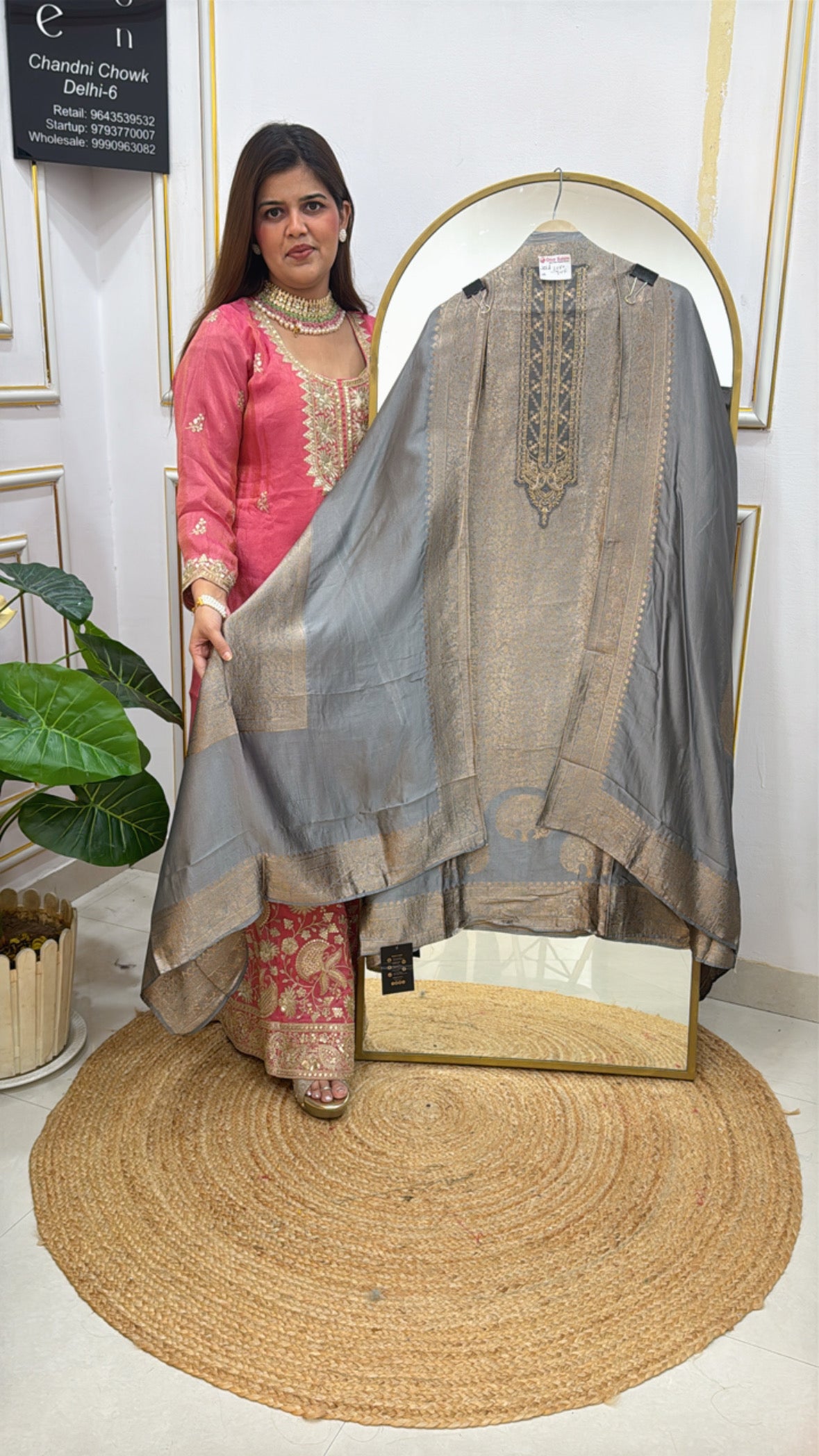 Royal and elegant pure banglori bhagalpuri weaved silk suit material along with fully jamdhani weaved silk dupatta GF 598