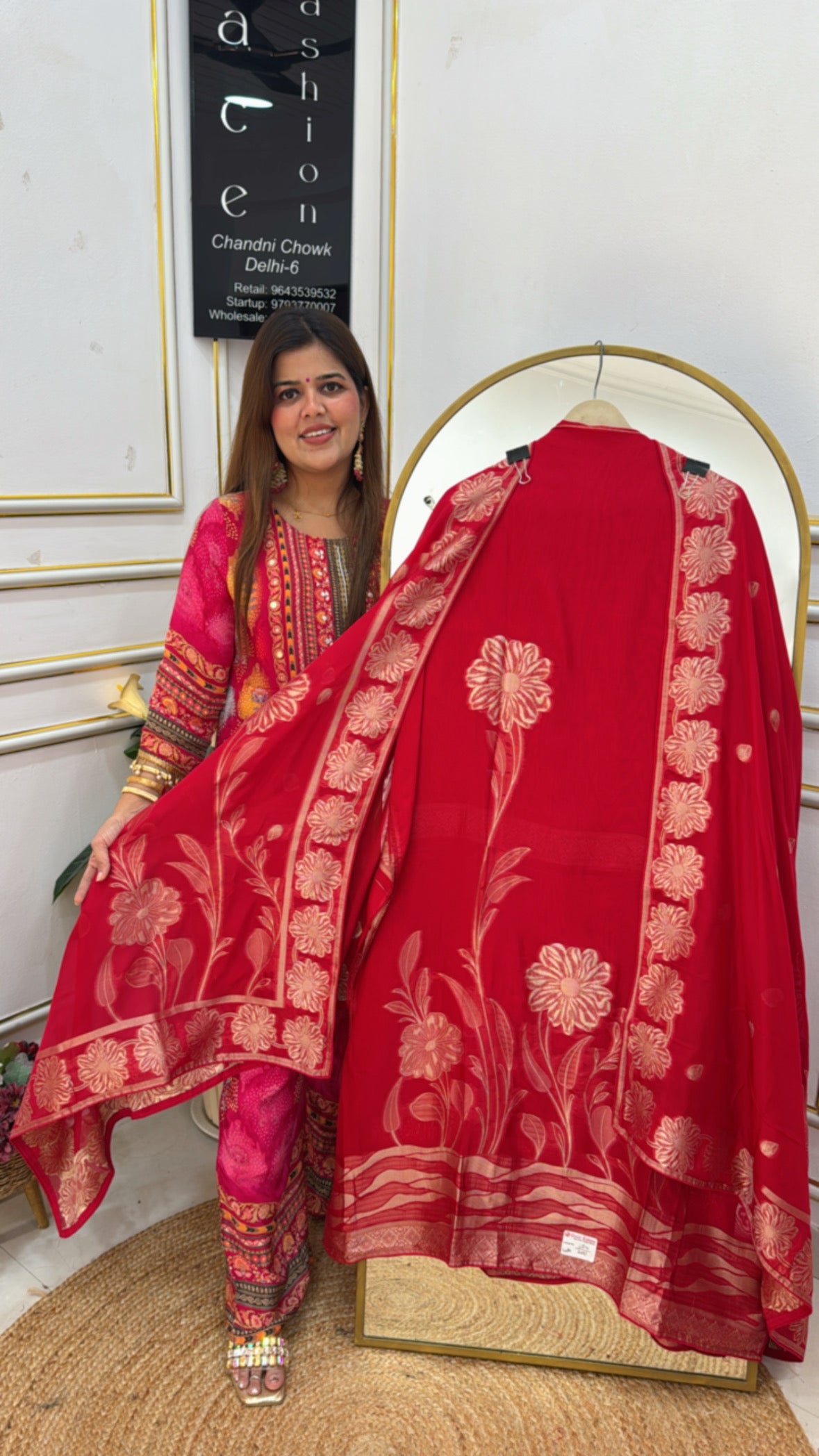 Bright and beautiful pure burberry silk ultra luxury weaved suit material with designer weaved dupatta GF640