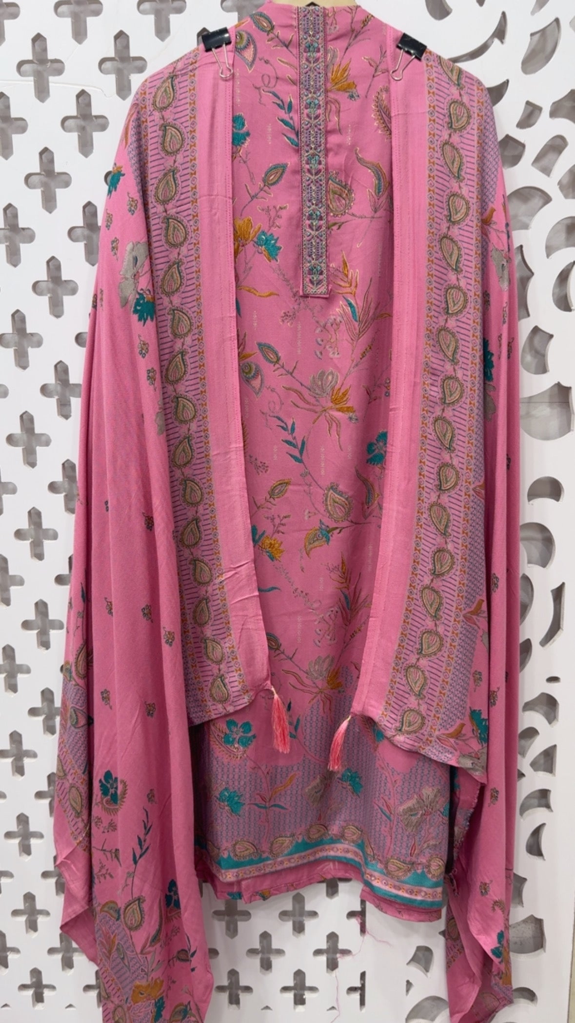 Winter special delightful printed soft pashmina suit material with pashmina shawls and pashmina bottom GF814