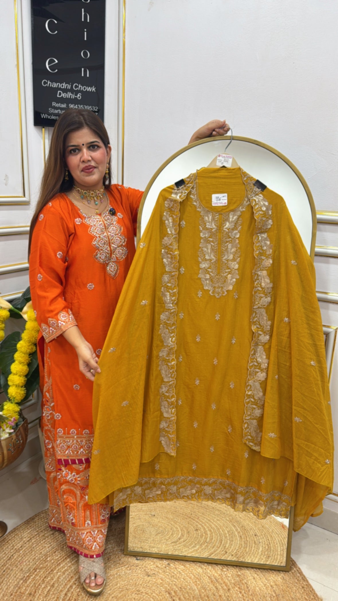 Pure mul chanderi super soft and elegant embroidered suit material GF654