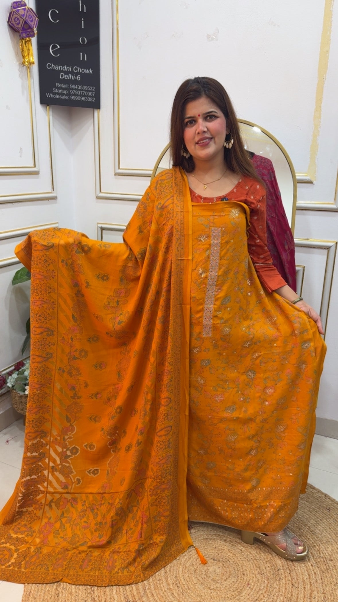 Winter pashmina kani printed with soft hand touch light weight and pure pashmina suit materials with basso pashmina dupatta GF781