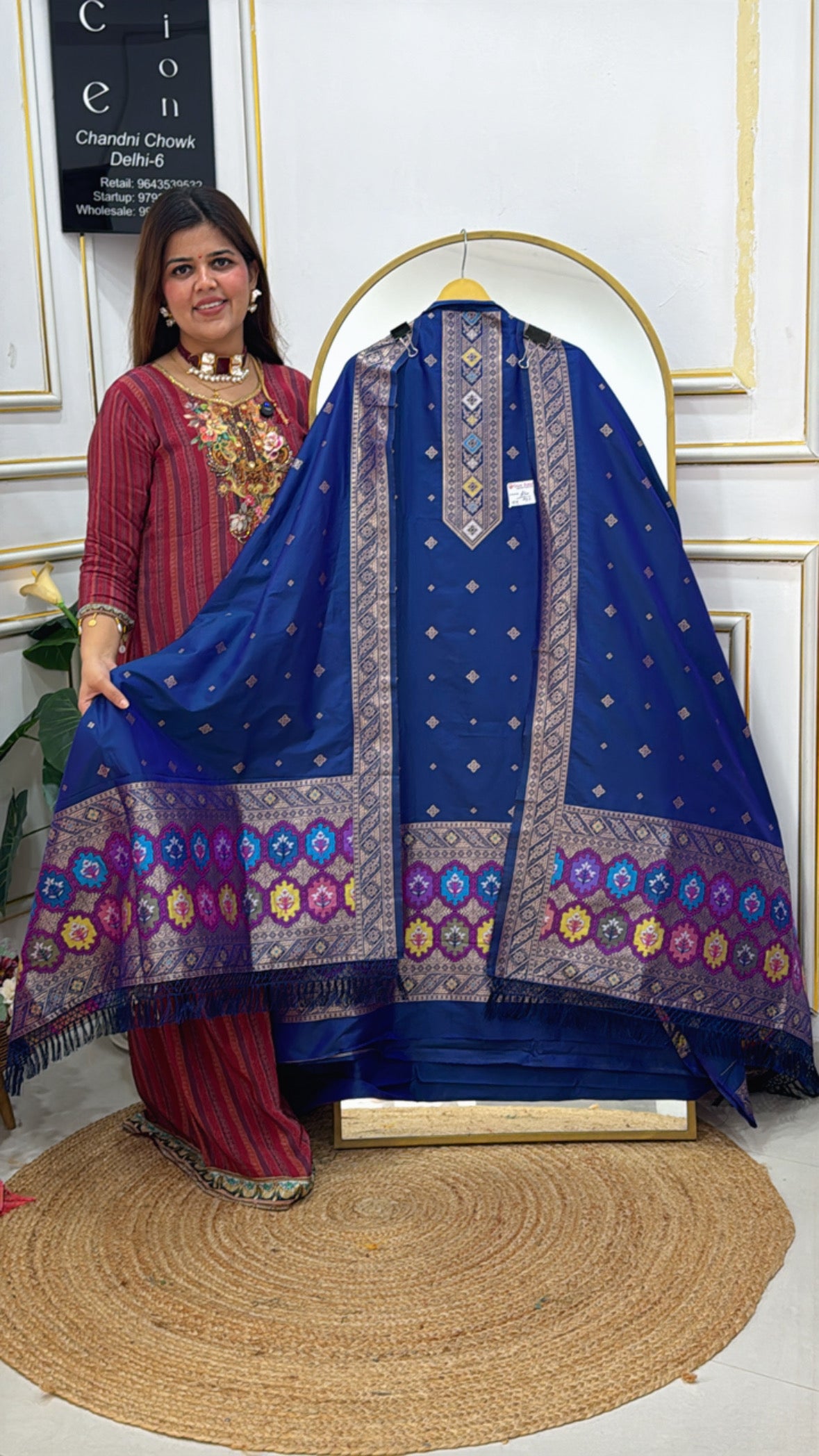 Huge demanded pure silk jamdhani weaved suit material with jamdhani weaved full length dupatta GF629