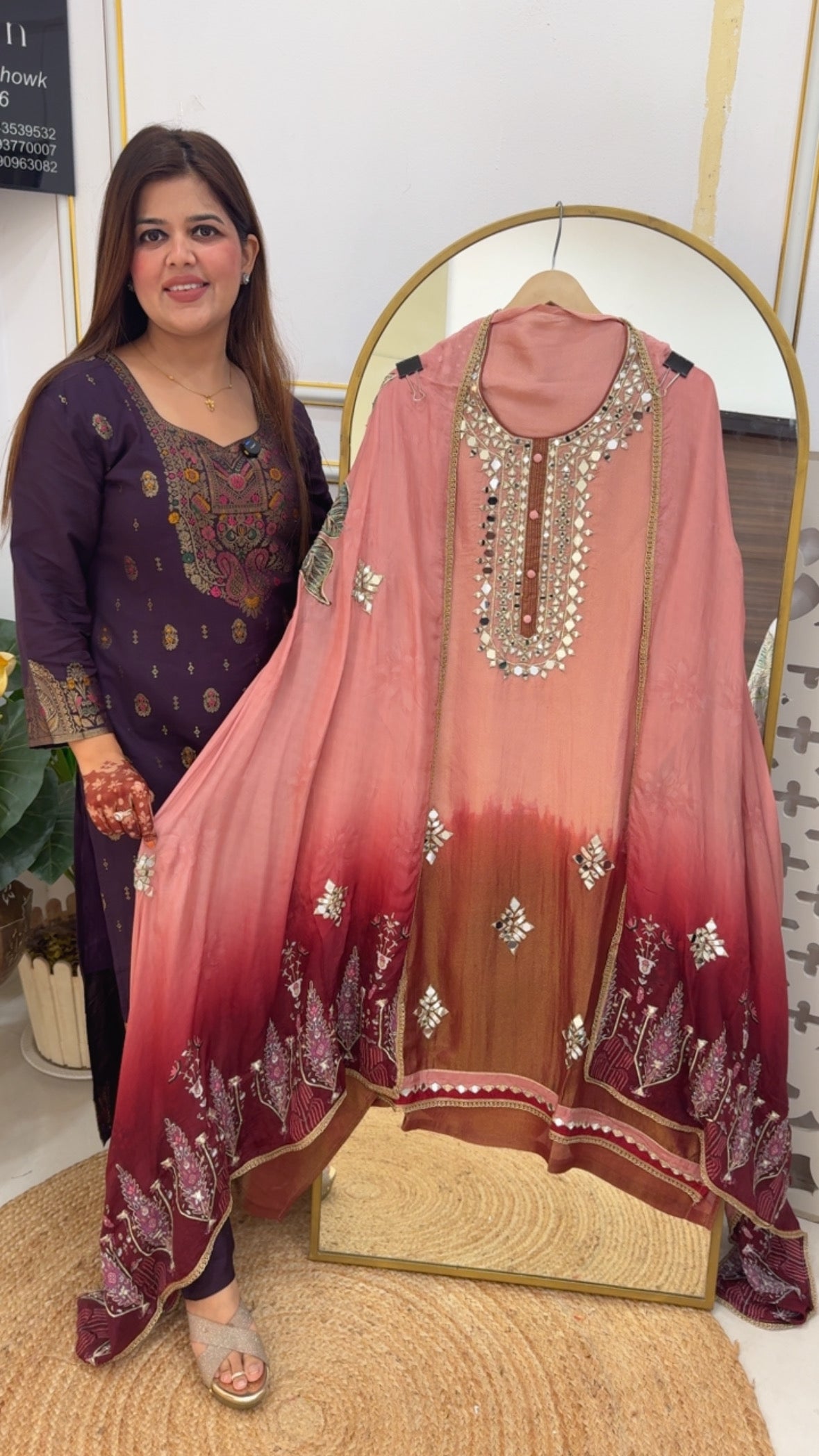 Party wear special mirror creation pure shimmer silk with ombre styling along with digital crepe gota work dupatta GF 741