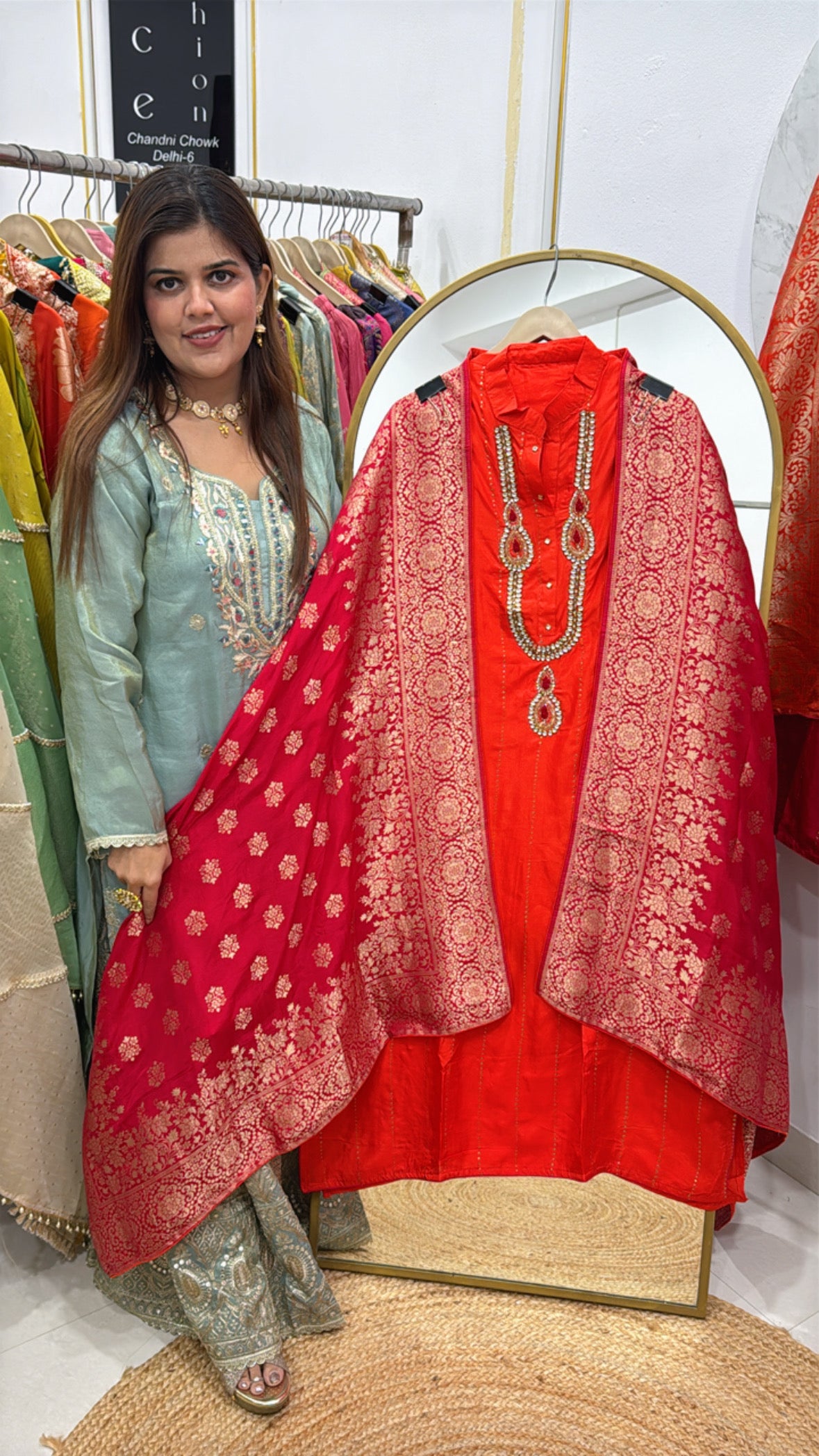 Karwa Chauth special best seller pure kundan designer silk suit material with contrasty banarasi silk dupatta GF566