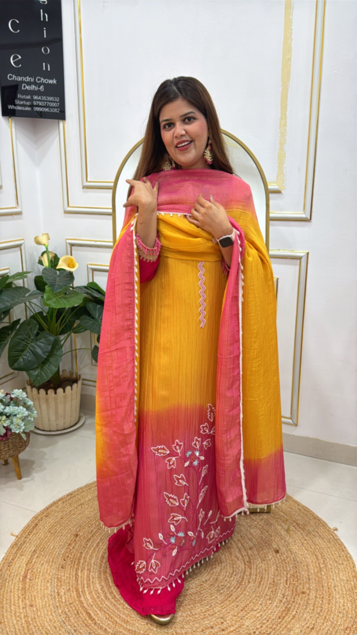 Partywear Special Pure Crushed Shimmer Silk Ombre Suit Material with Heavy Crushed Ombre Dupatta GF 443