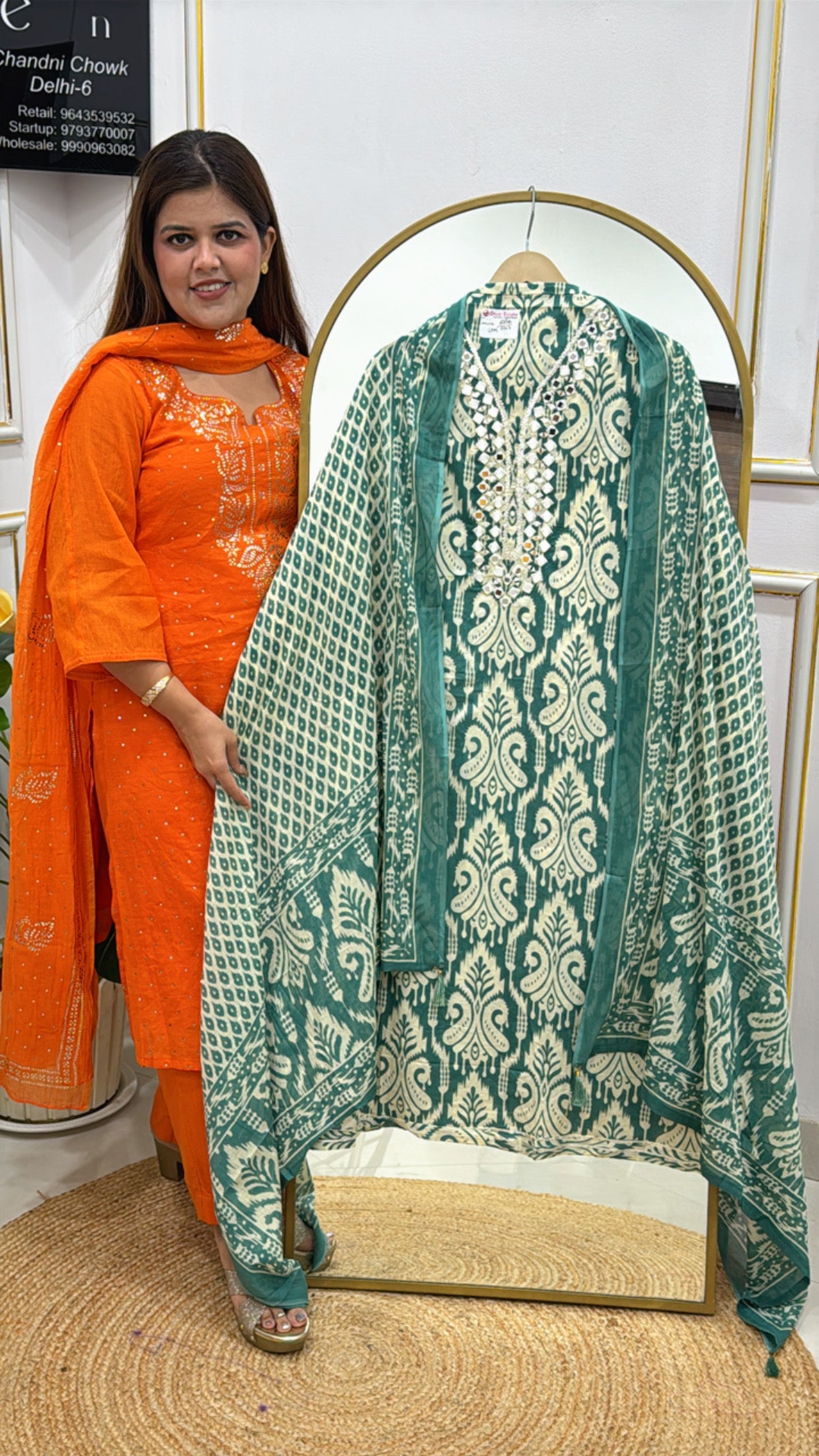 Pure Cotton Printed Suit Material with Mirror Detailing GF 342