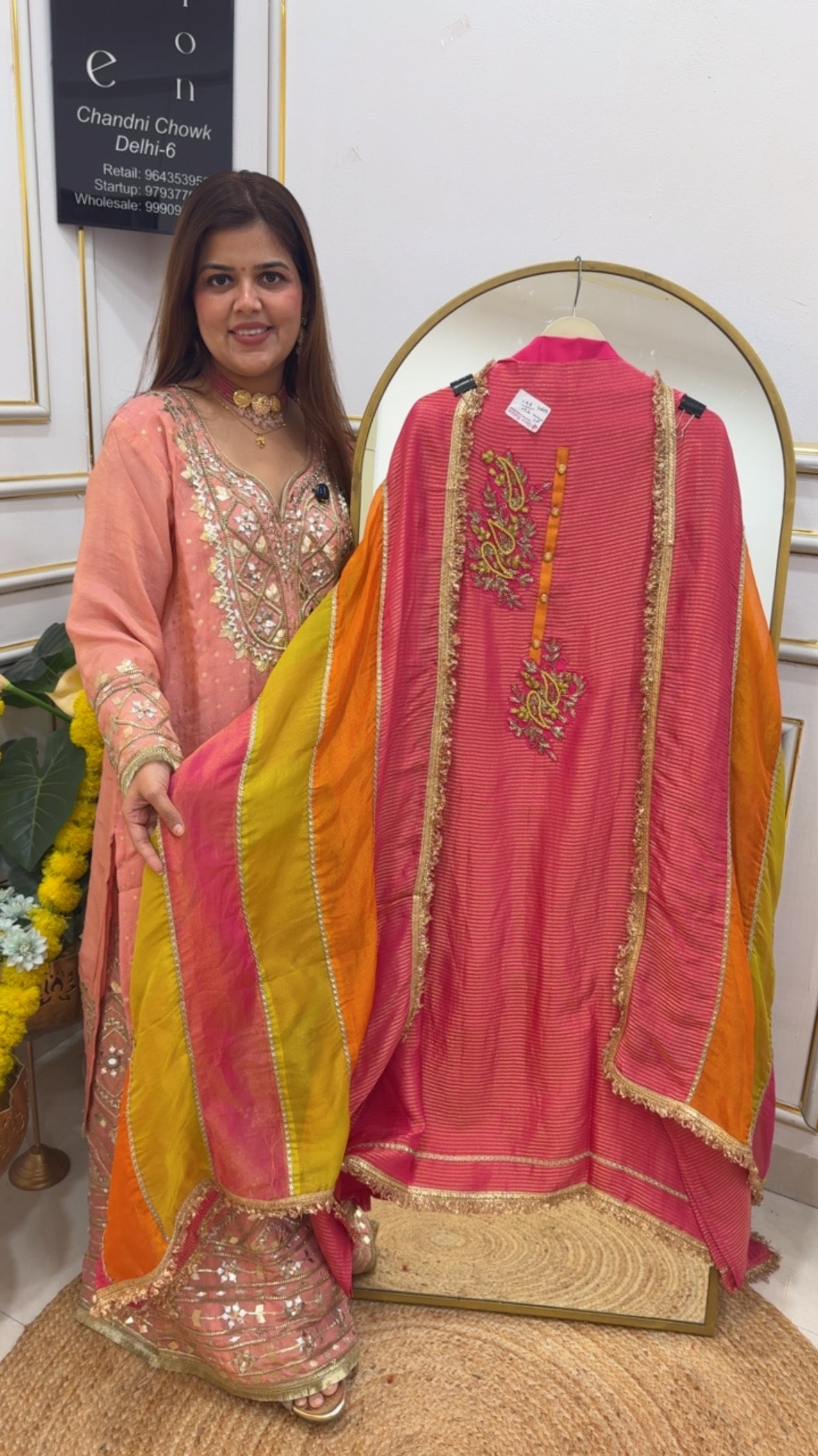 Elegant and partywear premium shimmer silk with handwork and with shimmer silk designer dupatta GF688