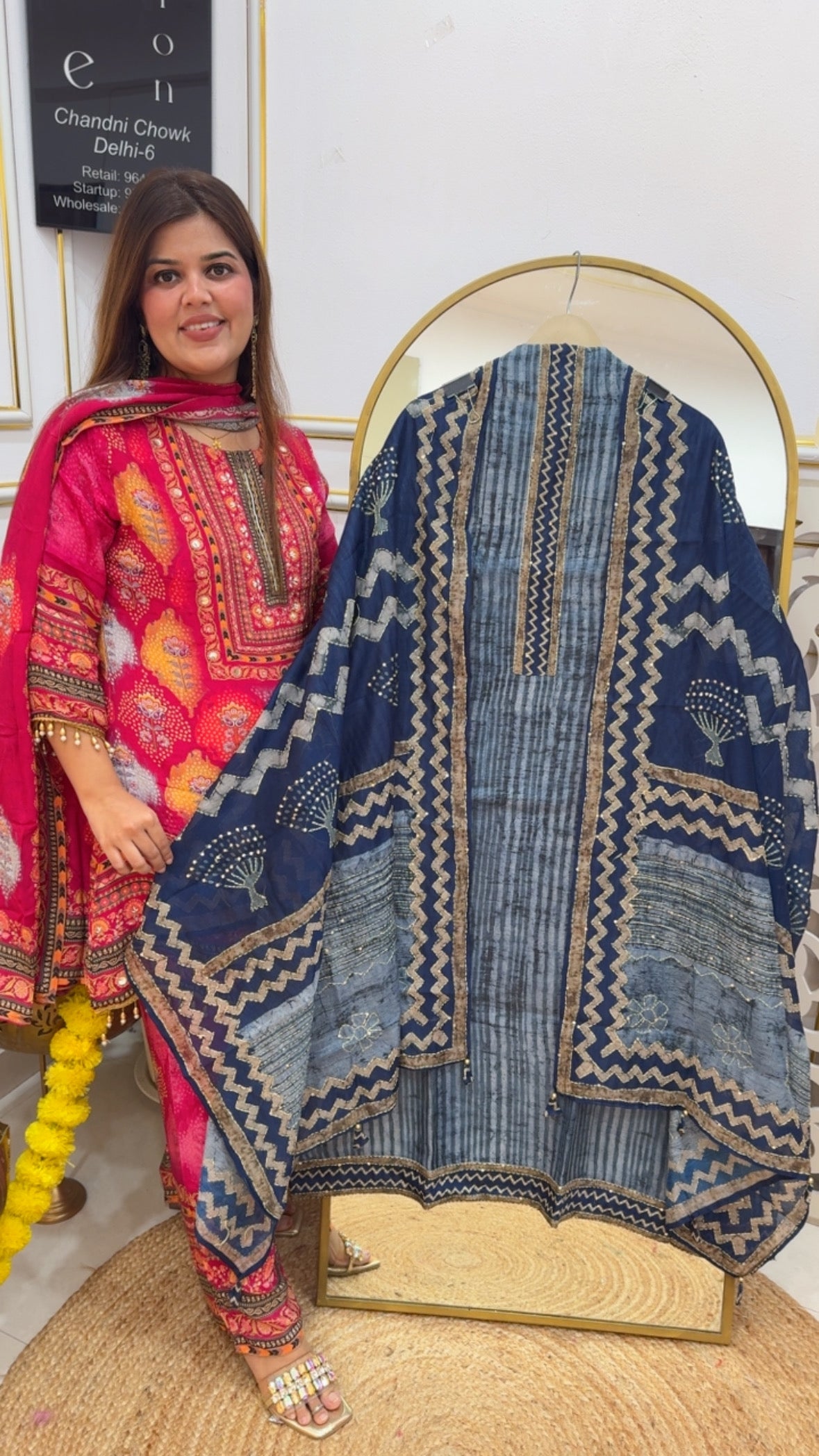 Kantha Elegance Royal and elegance pure soft Chanderi silk katha handwork detailing royal suit material GF727