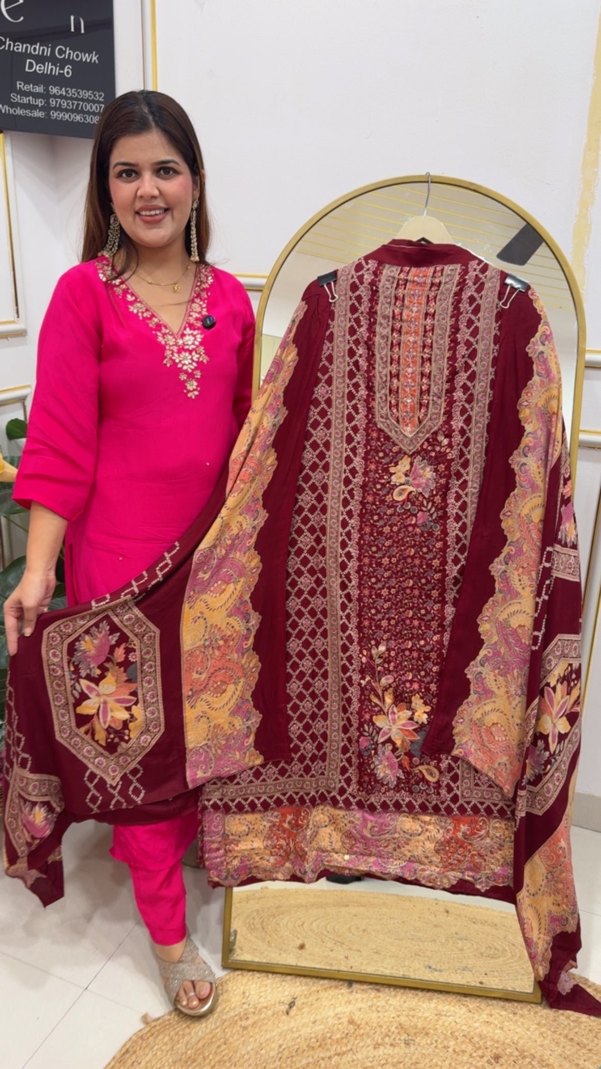 Winter ultra luxury printing with full peeta work along with beautiful prints on dupatta with pashmina bottom GF806