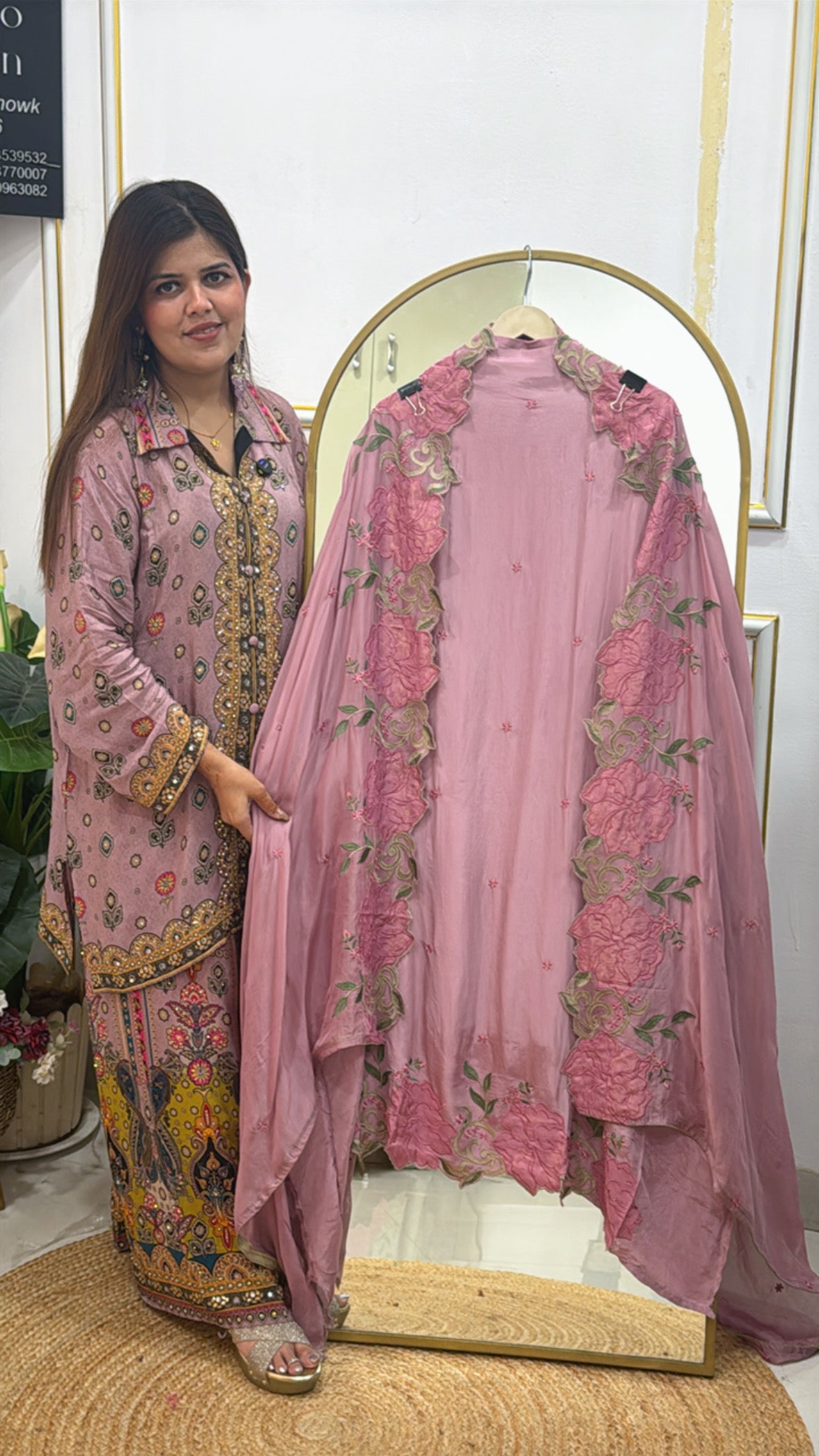 Trending Pure Crepe Designer Shirt Material with Rose-Scalloped Designer Dupatta GF 434