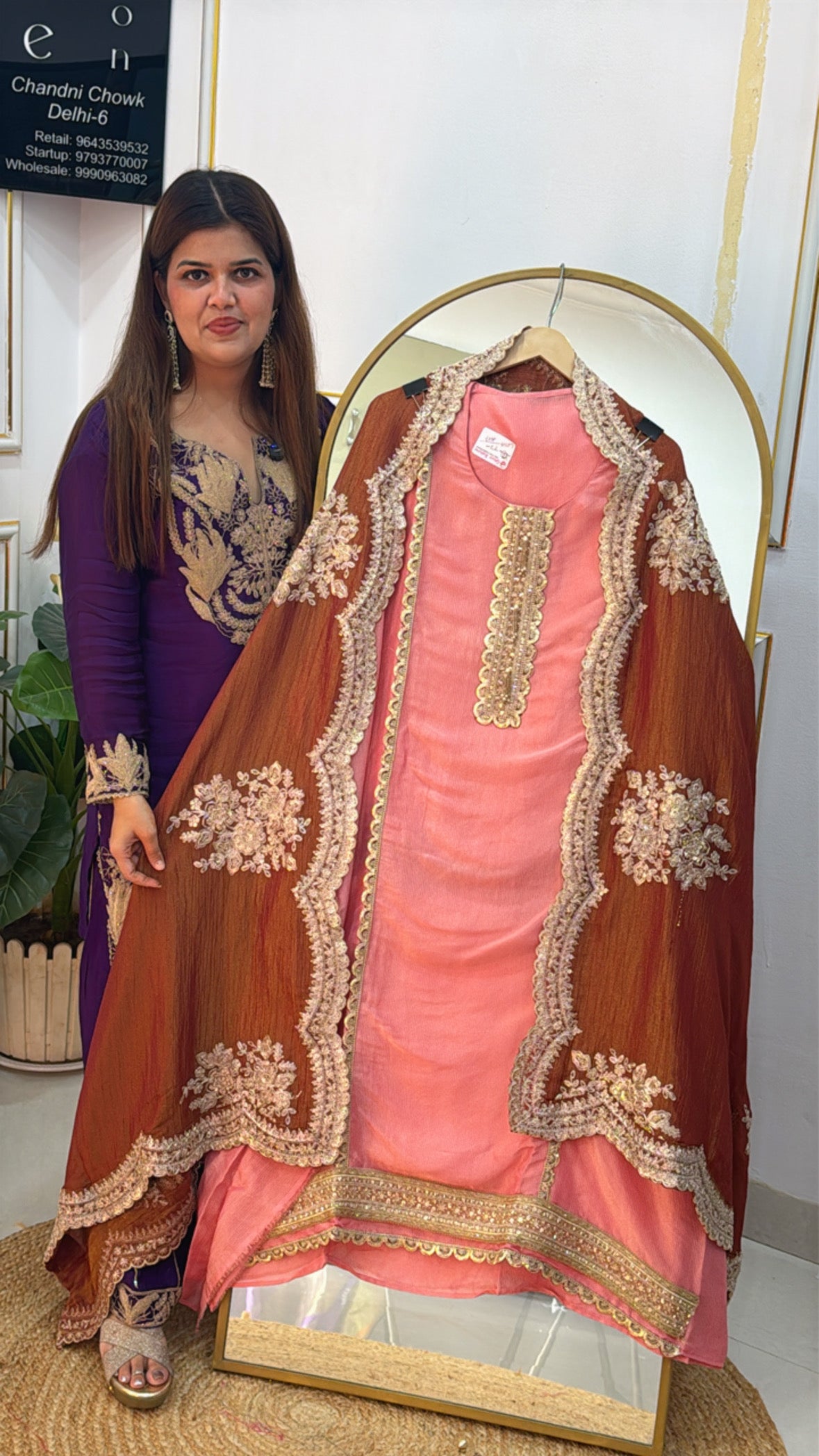 Designer Pure Crushed Shimmer Silk Suit Material with Heavy Crushed Silk Dupatta GF 454