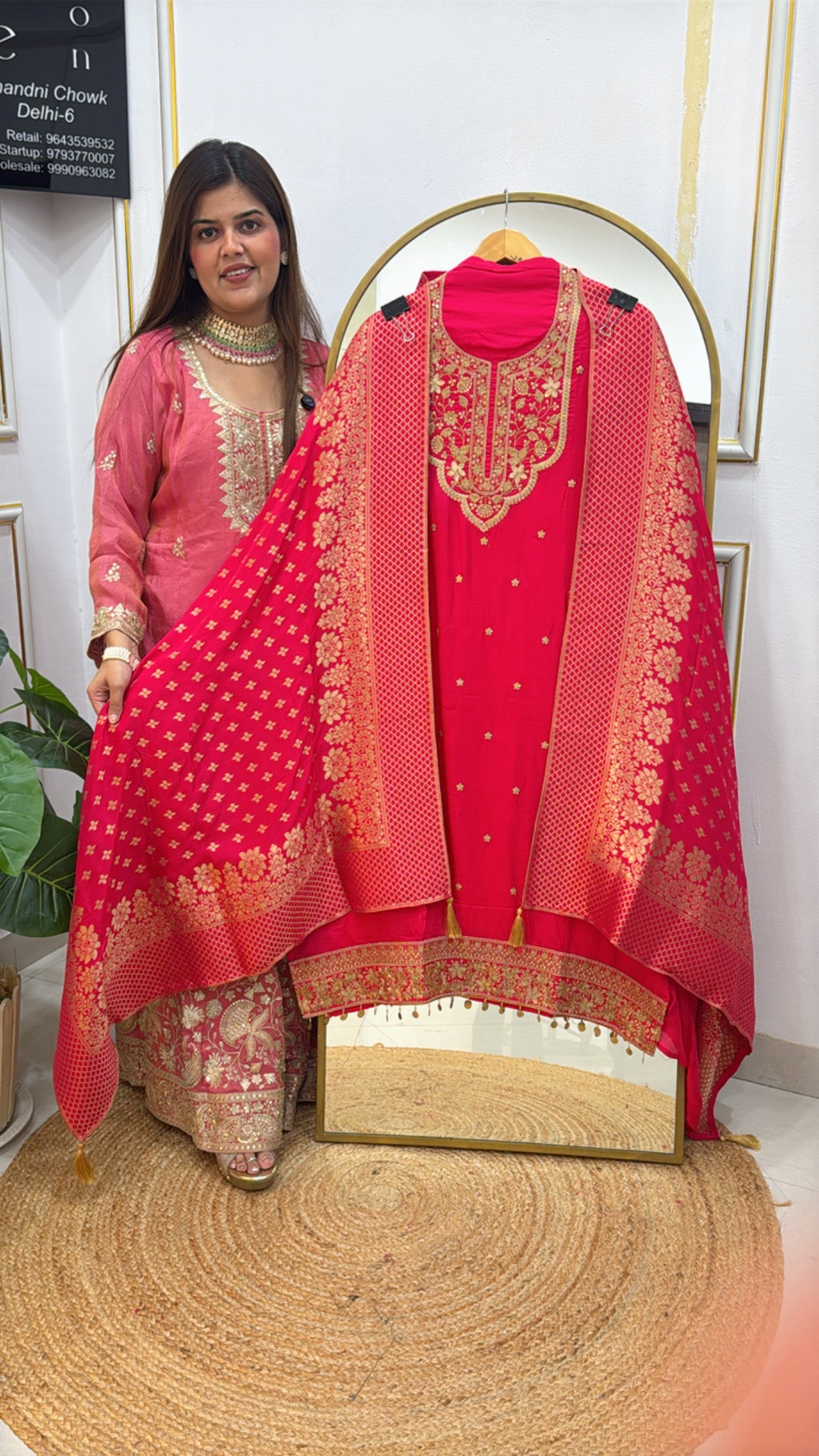 Festival special pure raw silk suit material with designer zardoji neck work along with pure banarasi silk weaved dupatta GF 600