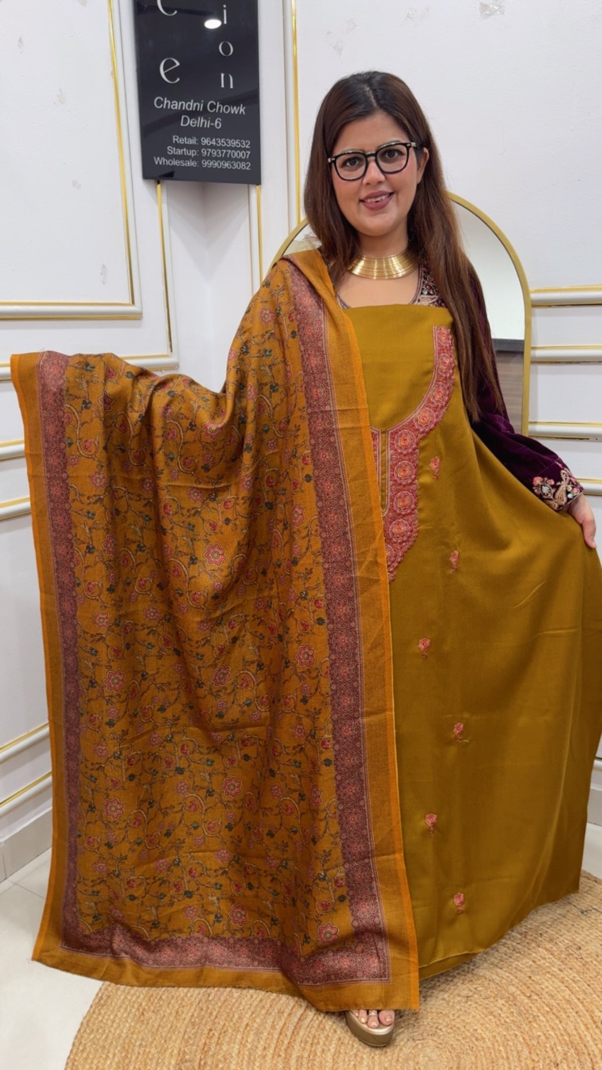 Huge demanded pure pashmina Kashmiri embroidery pashmina suit material with pashmina printed shawls GF882