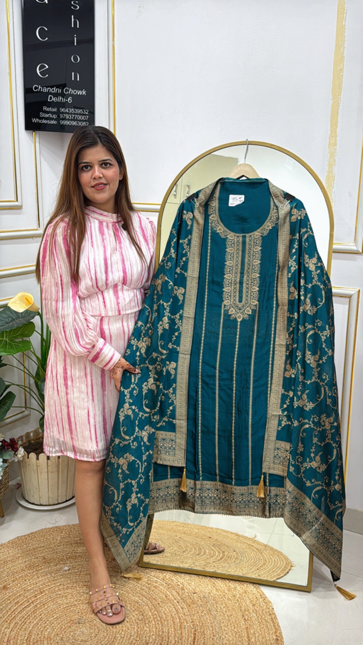 Premium Pure Banglori Silk Weaved Shirt with Fully Weaved Dupatta GF 412