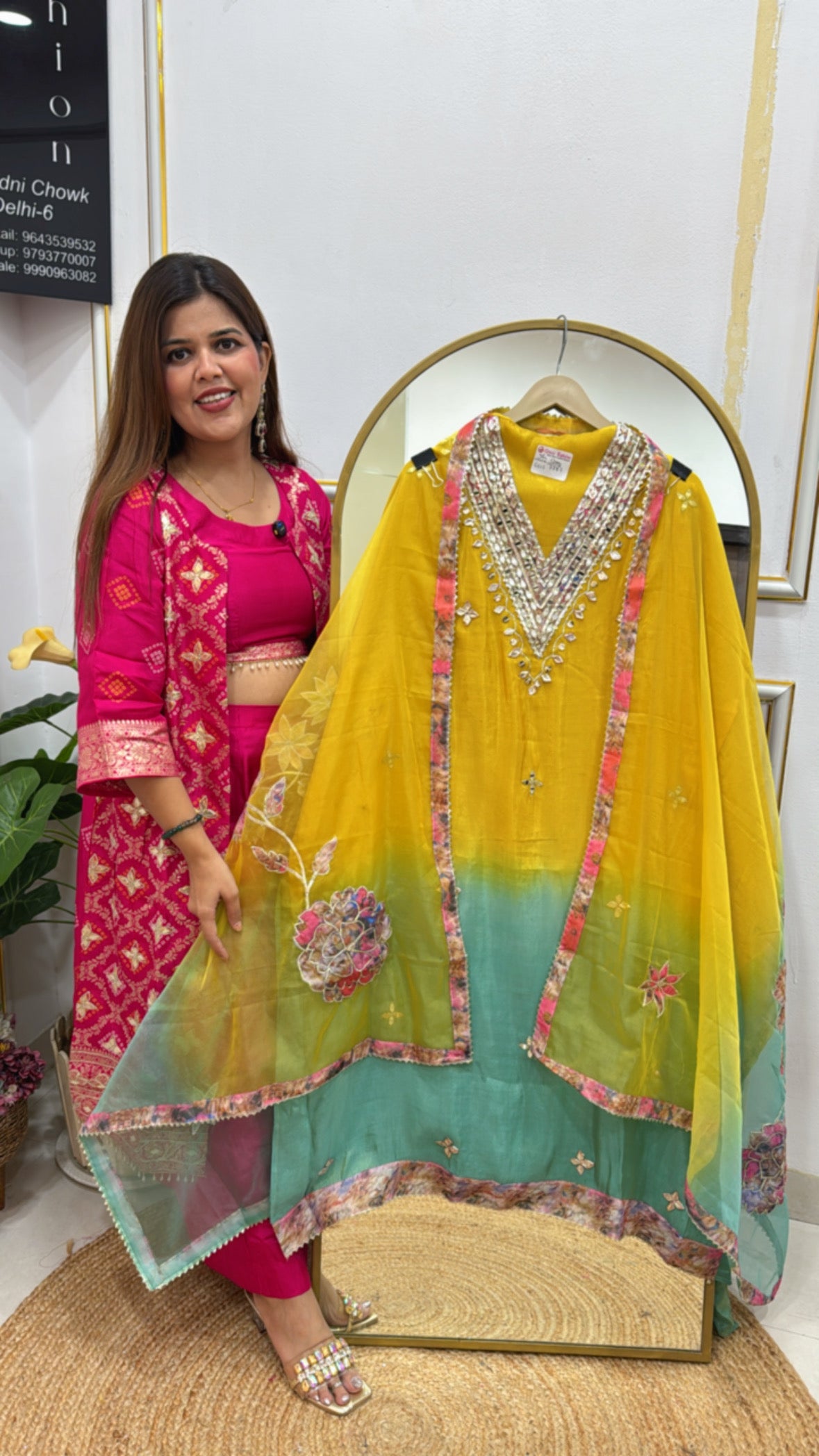 Festival special latest manual gota designer neck detailing along with organza dupatta with all over applique work GF 532