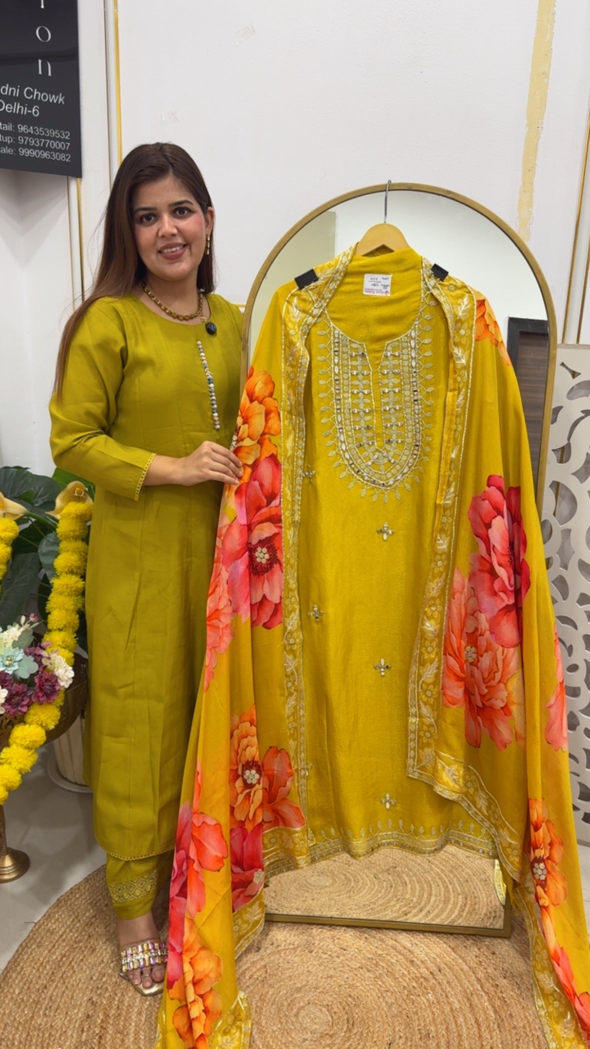 Modern and elegant pure shimmer tissue silk silk mirror handwork detailing with pure chinnon premium full length designer dupatta GF707