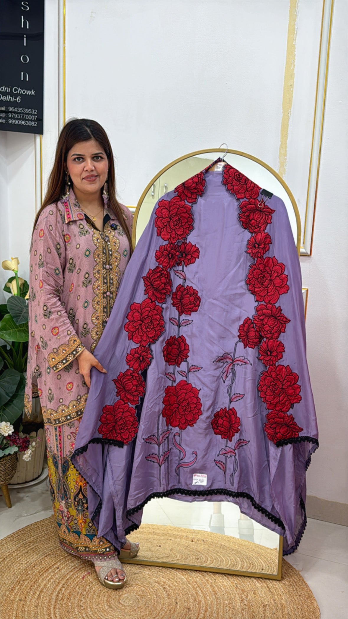 High-Demand Pure Crepe Suit Set with Rose-Scalloped Dupatta GF 437
