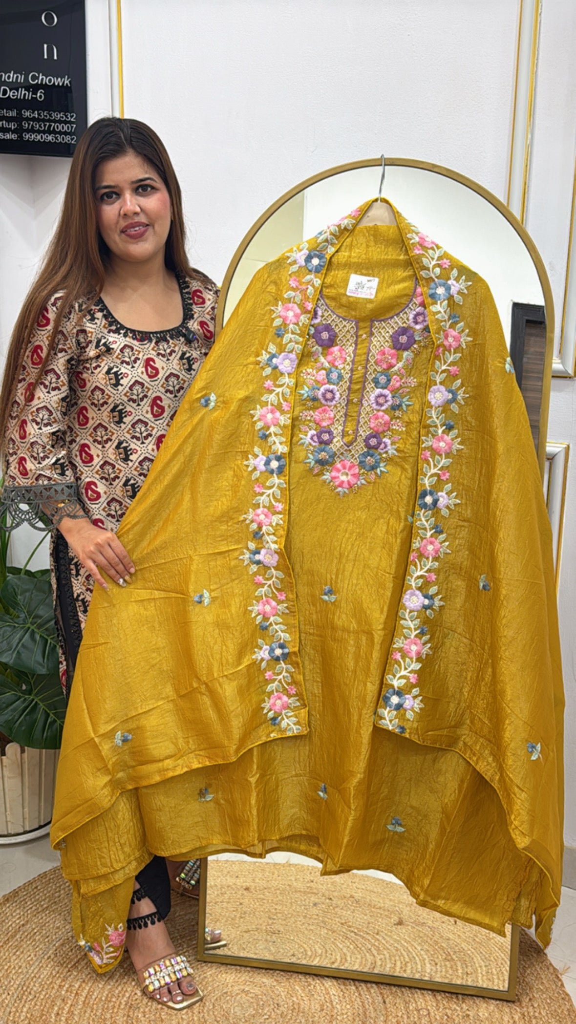 premium crushed silk with handwork detailing GF 291