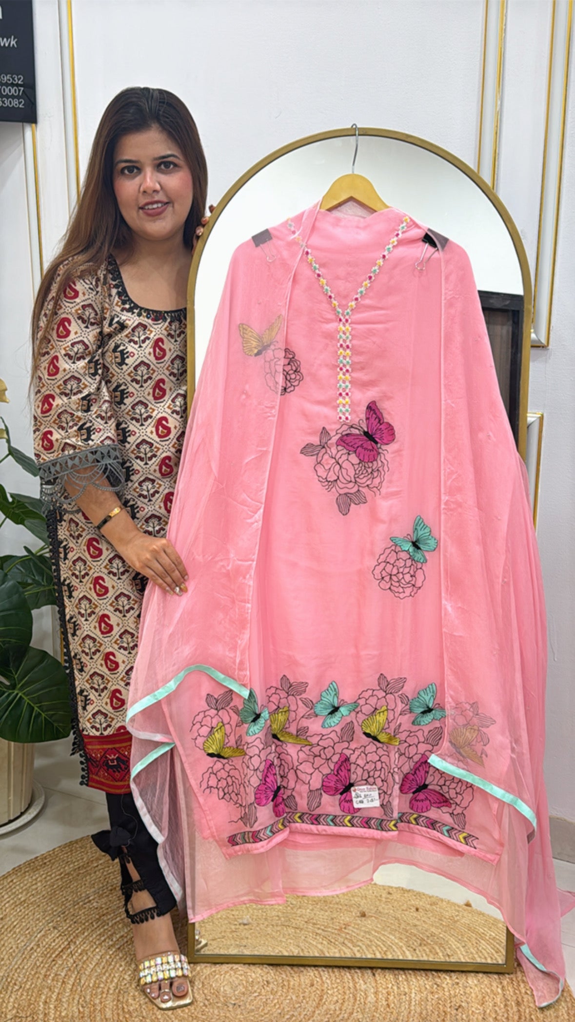 Light weighted organza with embroidery work and pure chiffon dupatta GF 295