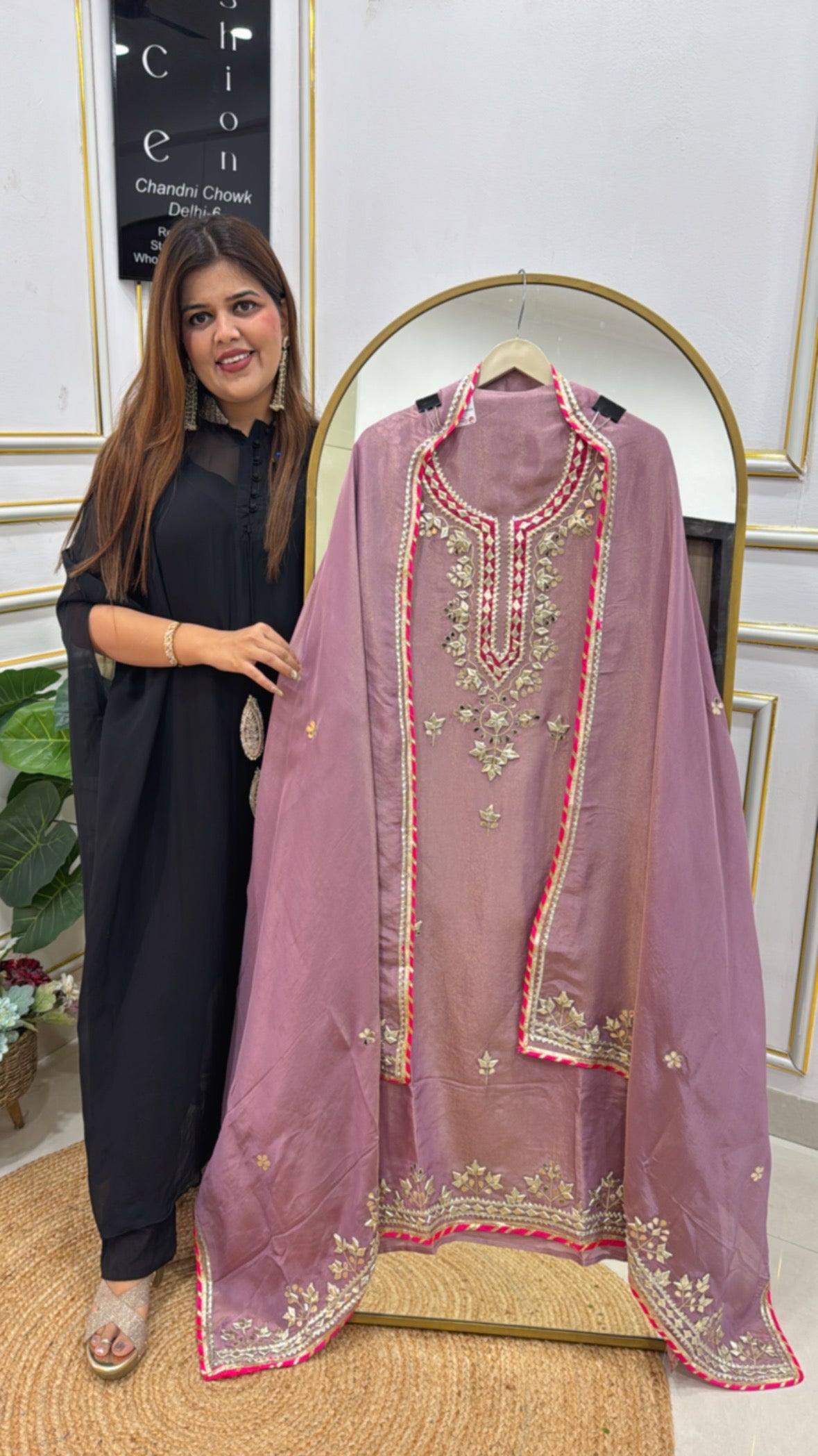 Festival Special Shimmer Silk Gota Patti Suit Material GF 356