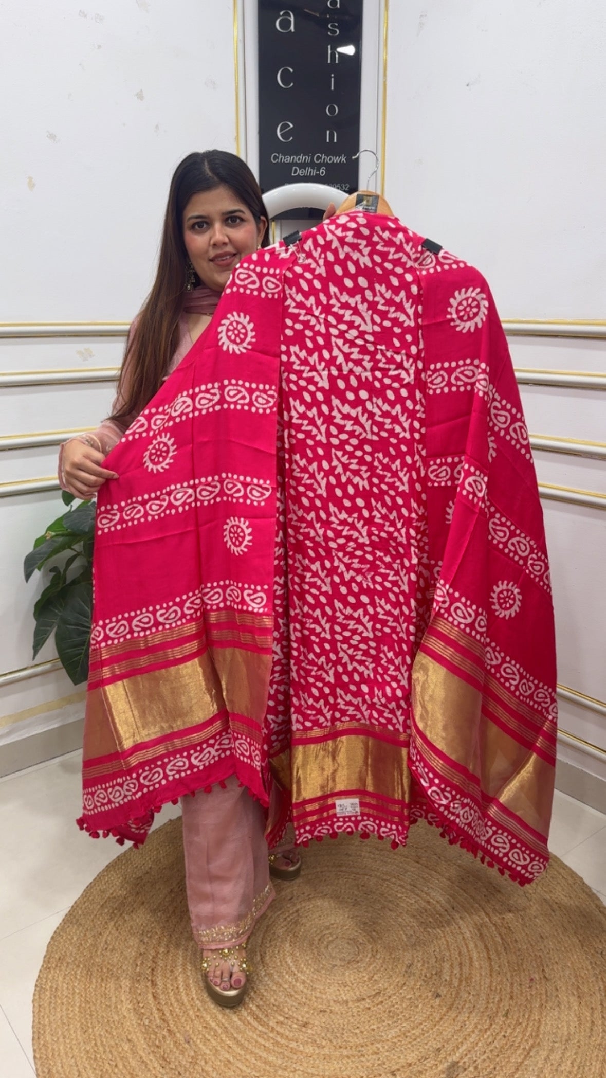 Summer special lakadpatti golden weaved border pure cotton printed suit material along with pure lakadpatti cotton dupatta GF1199 Red