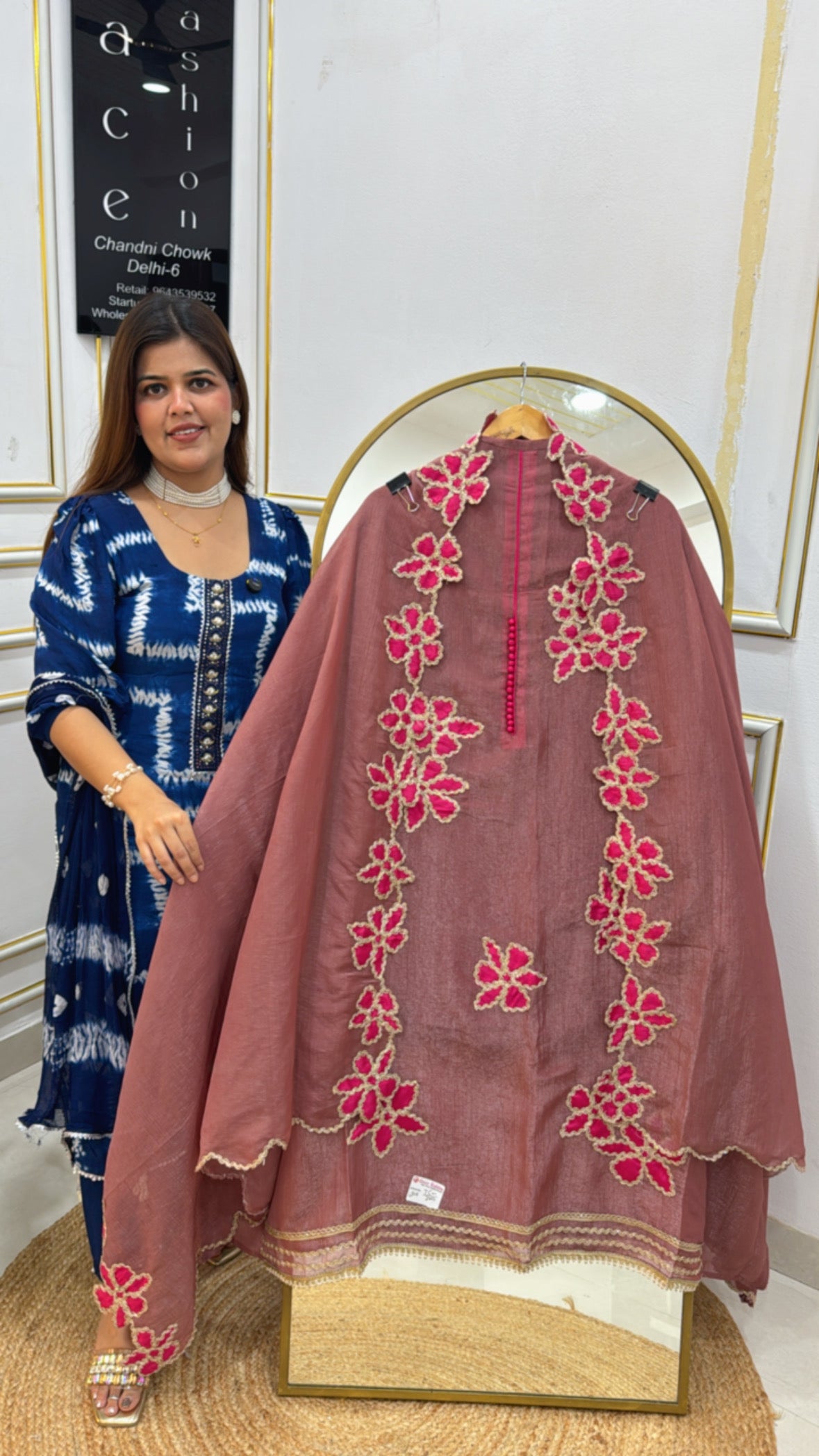 Elegant and designer pure crushed shimmer silk suit material along with cutwork scalp detailing all over shirt and dupatta GF572