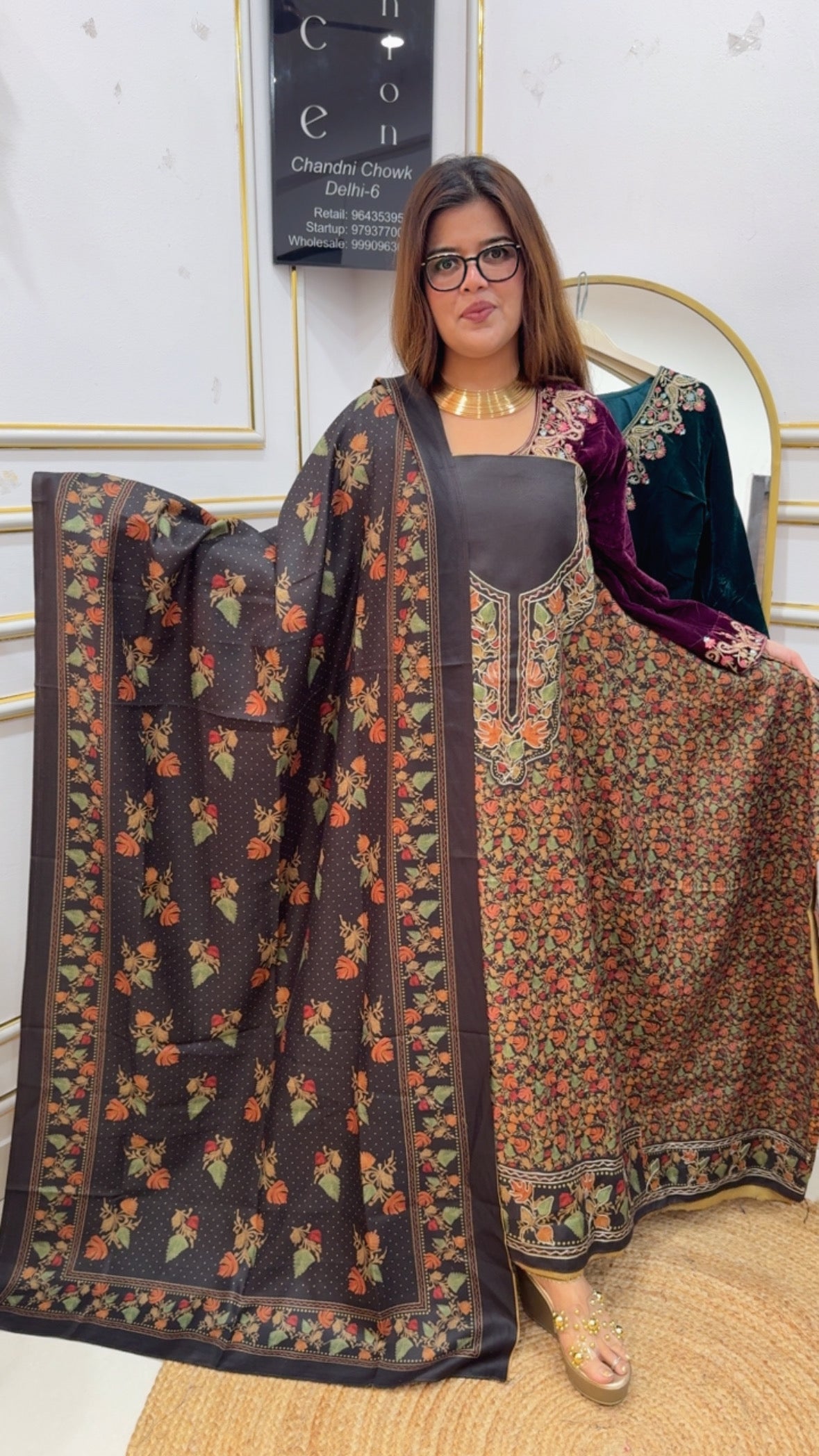 Huge demanded warm Kashmiri embroidery pashmina suit material along with warm pashmina shawls and pashmina bottom GF887