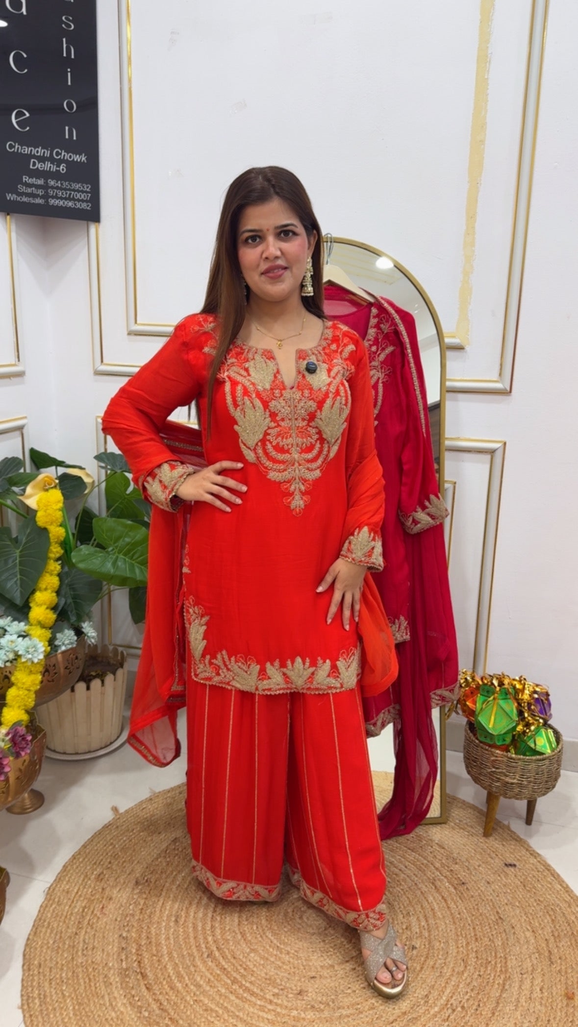 Karwa Chauth special pure chinon full embroidered ready to wear (upto size 42) gf679