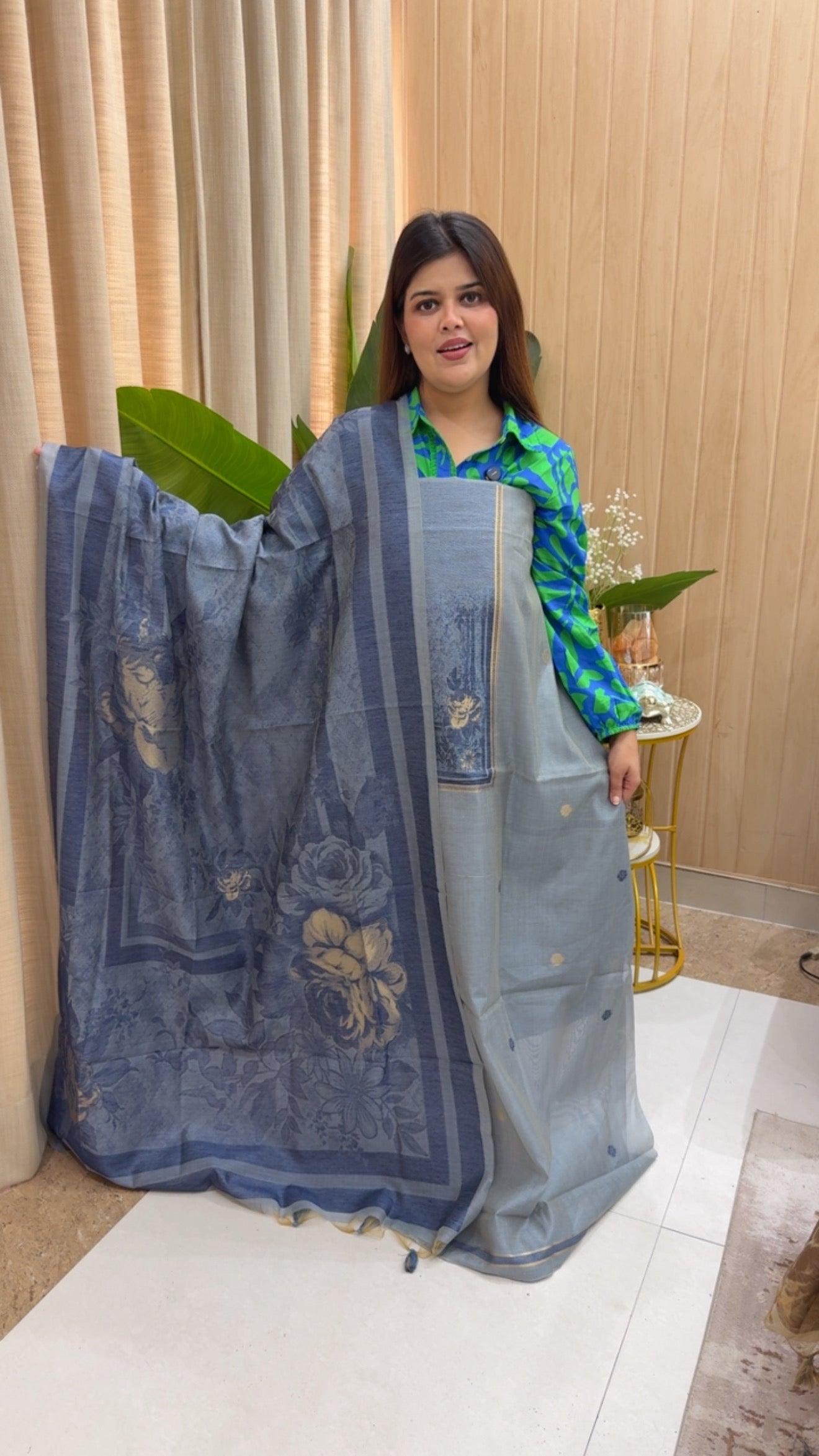 Premium quality best seller pure Moonga silk jamdhani weaved dupatta along with Jamdani neck detailing and premium looking jamdhani dupatta GF1186